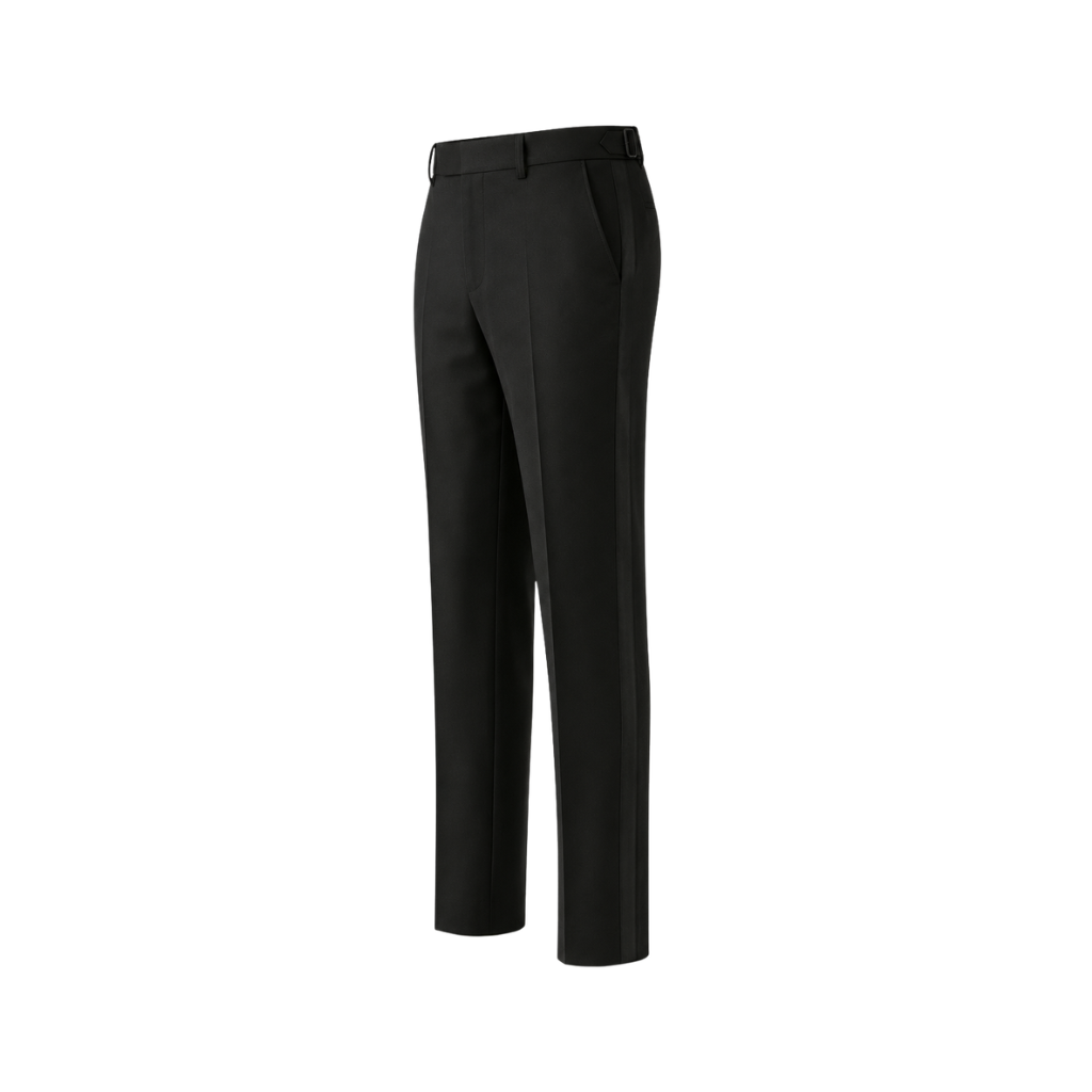 Black Loro Piana evening trousers side view