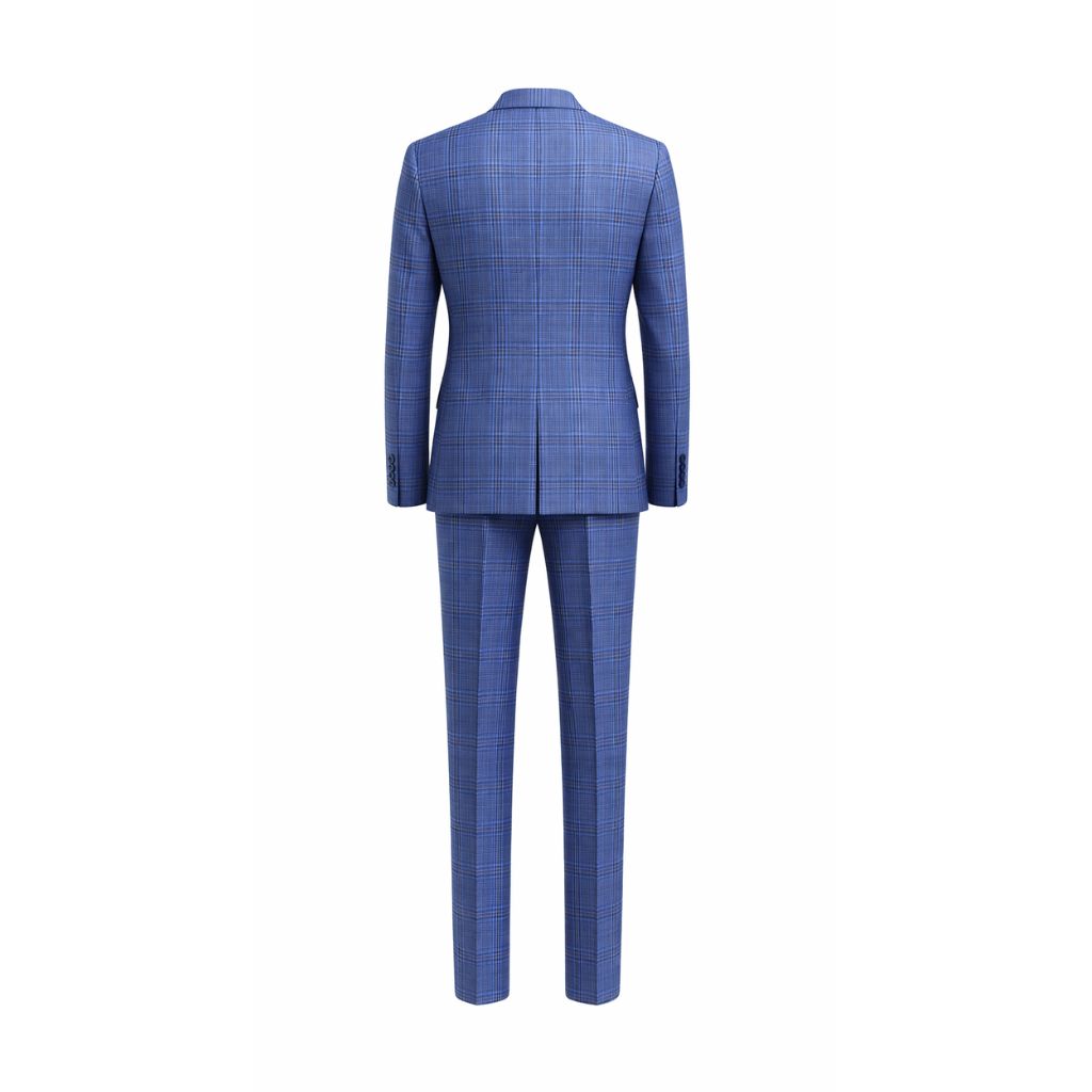 Blue Plaid Double-Breasted Men's Two-Piece Classics Cut Suit