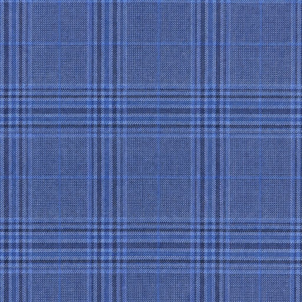 Blue Plaid Double-Breasted Men's Two-Piece Classics Cut Suit