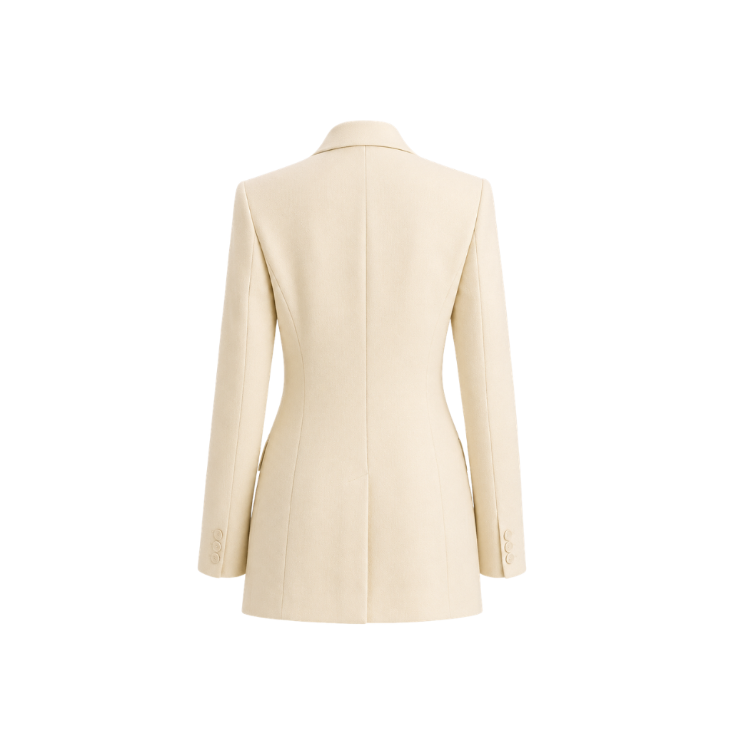 Ivory Loro Piana women's city hall wedding blazer back view