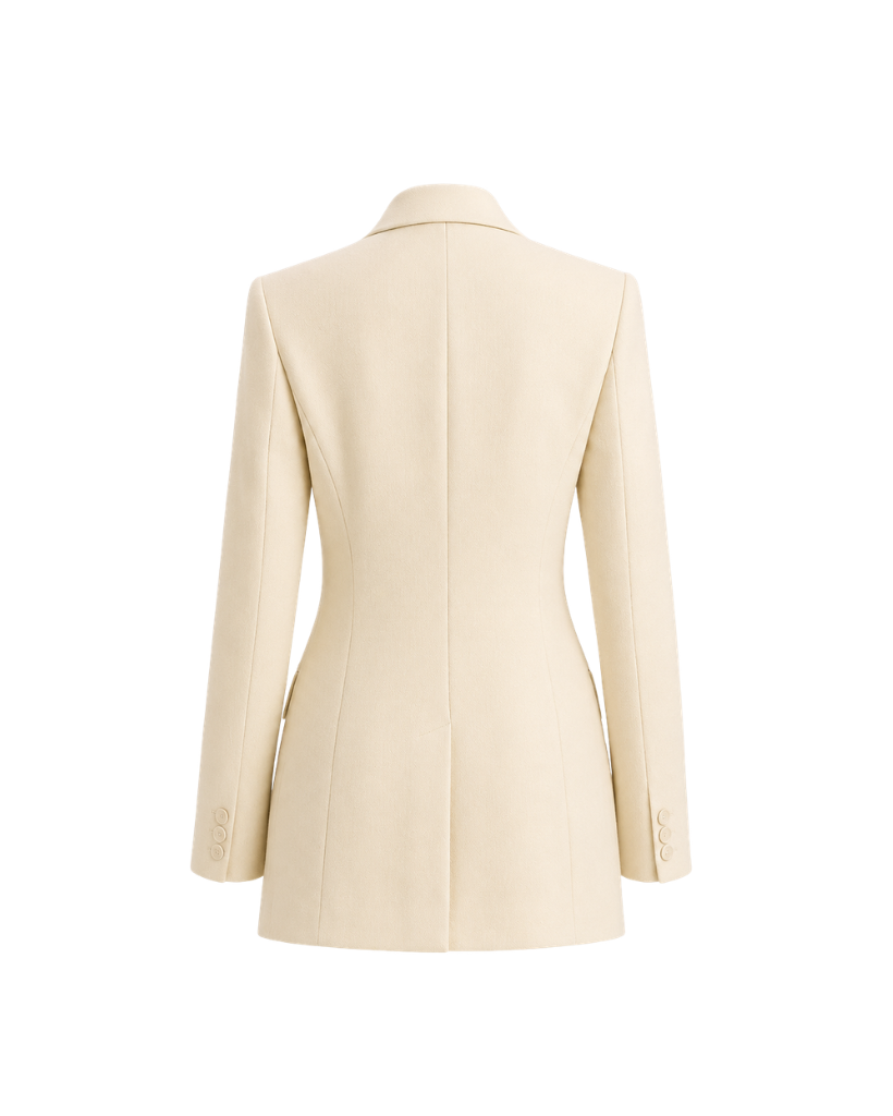 Ivory Loro Piana women's city hall wedding blazer back view
