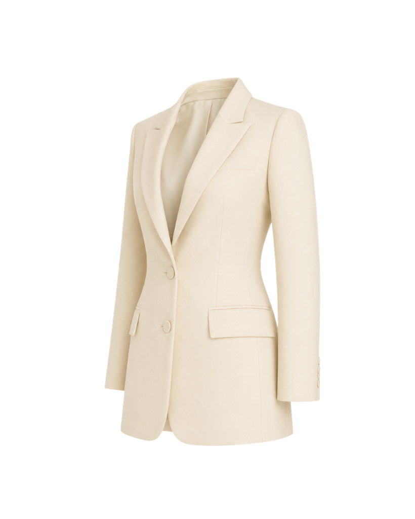 Ivory Loro Piana women's city hall wedding blazer side view