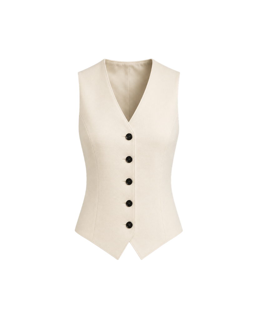 Ivory Loro Piana women's city hall wedding vest front view