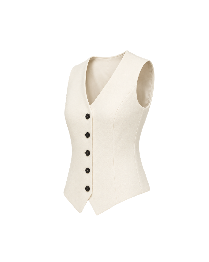 Ivory Loro Piana women's city hall wedding vest side view
