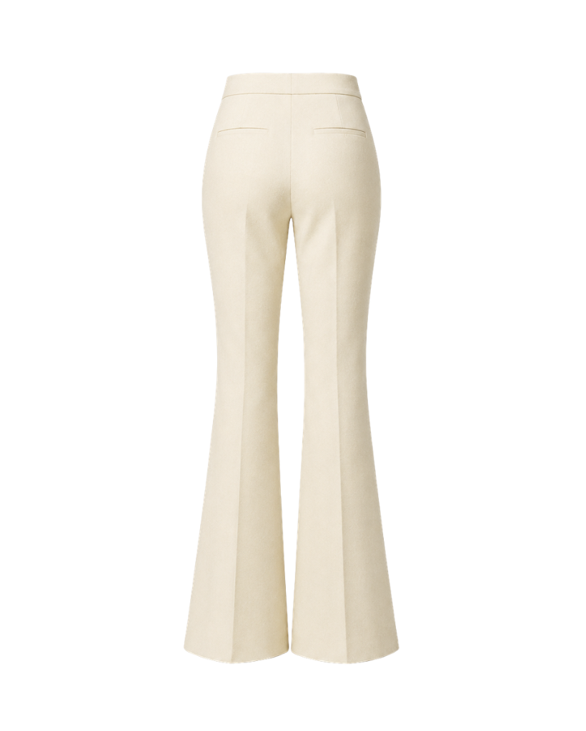 Ivory Loro Piana women's flare pants back view