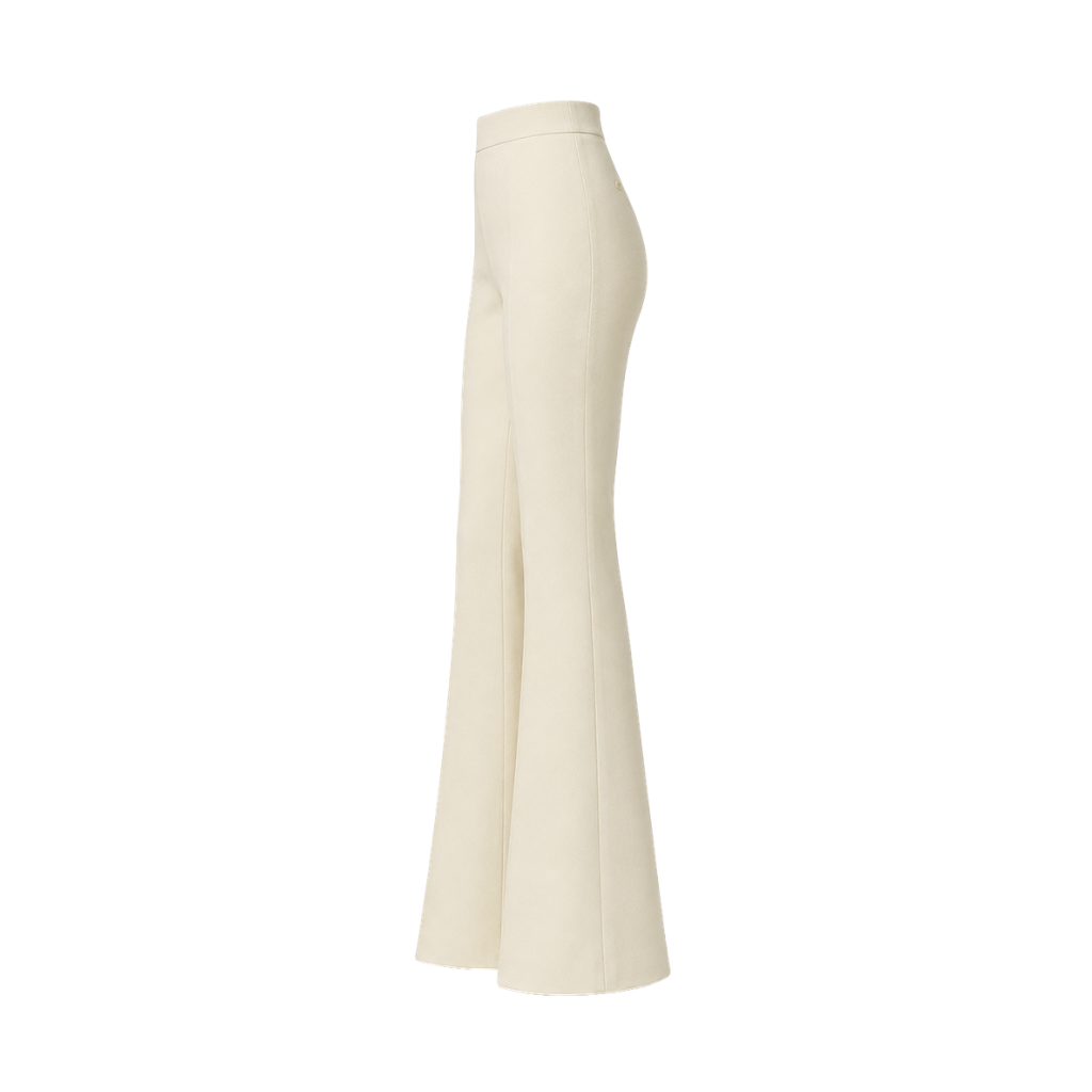 Ivory Loro Piana women's flare pants side view