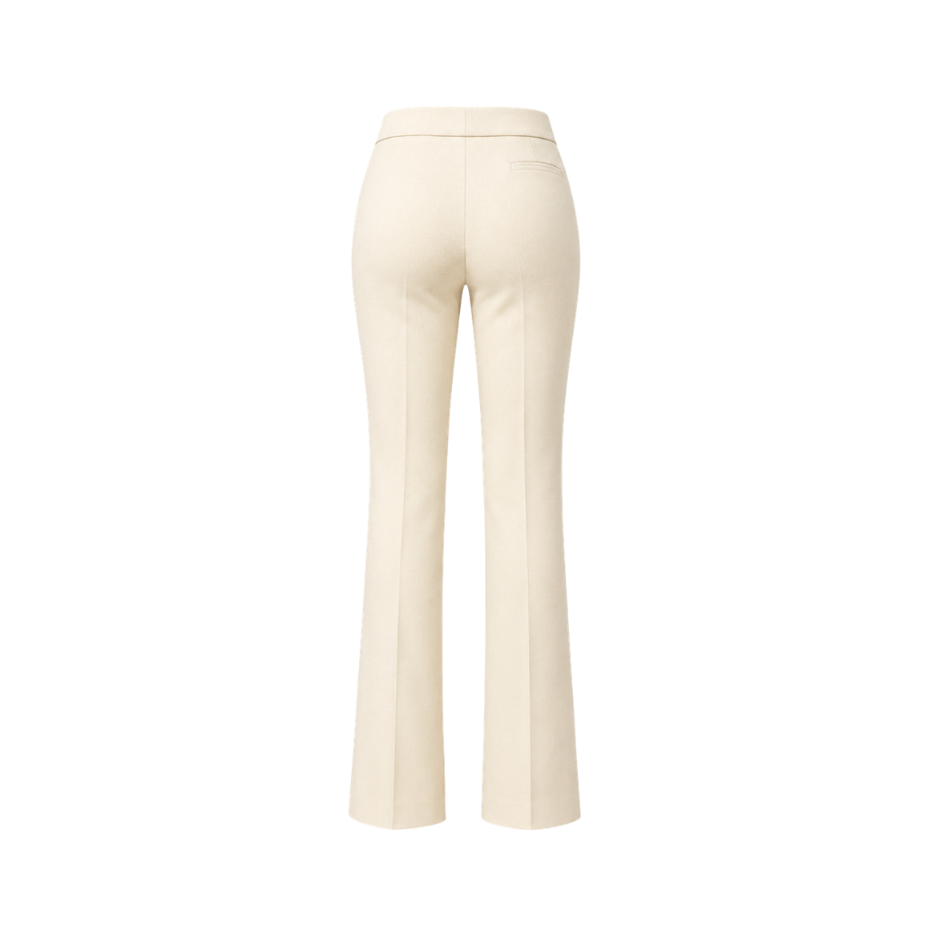 Ivory Loro Piana women's wool trousers back view