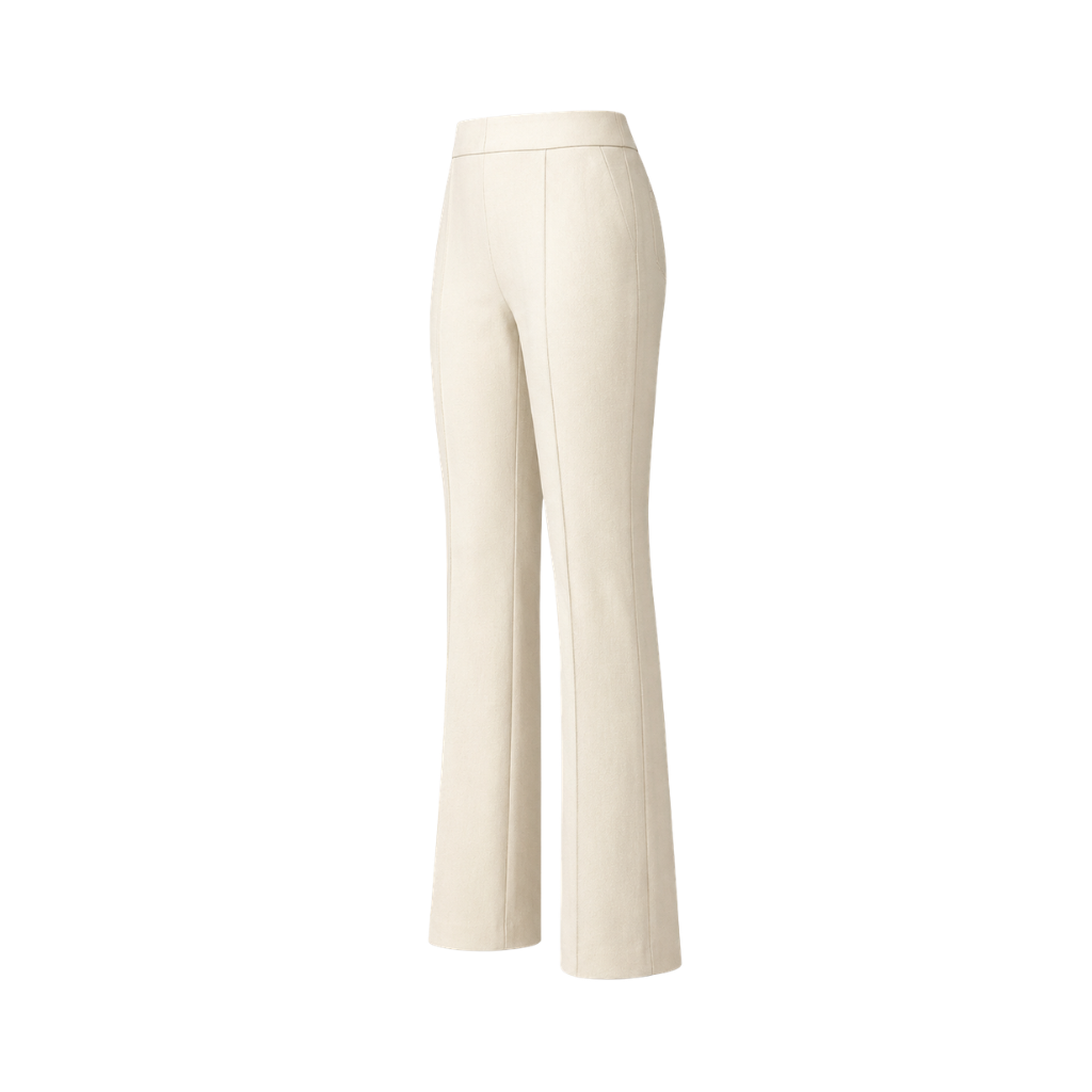 Ivory Loro Piana women's wool trousers side view
