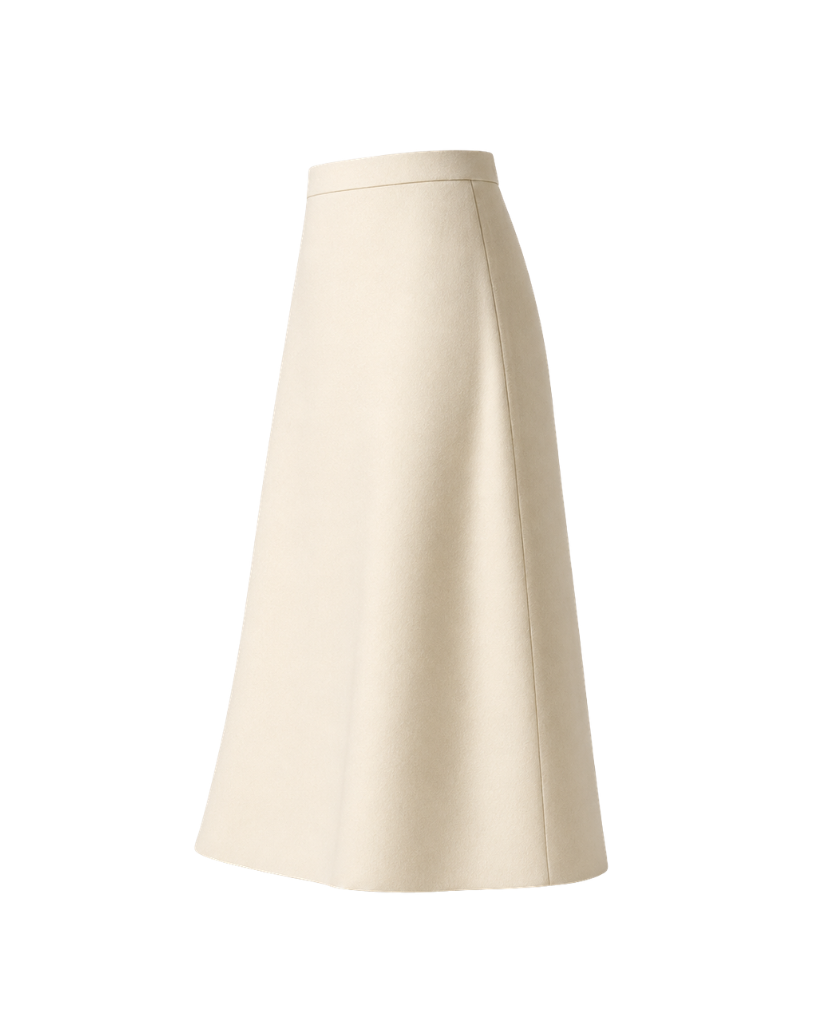Ivory Loro Piana wool women's midi skirt side view
