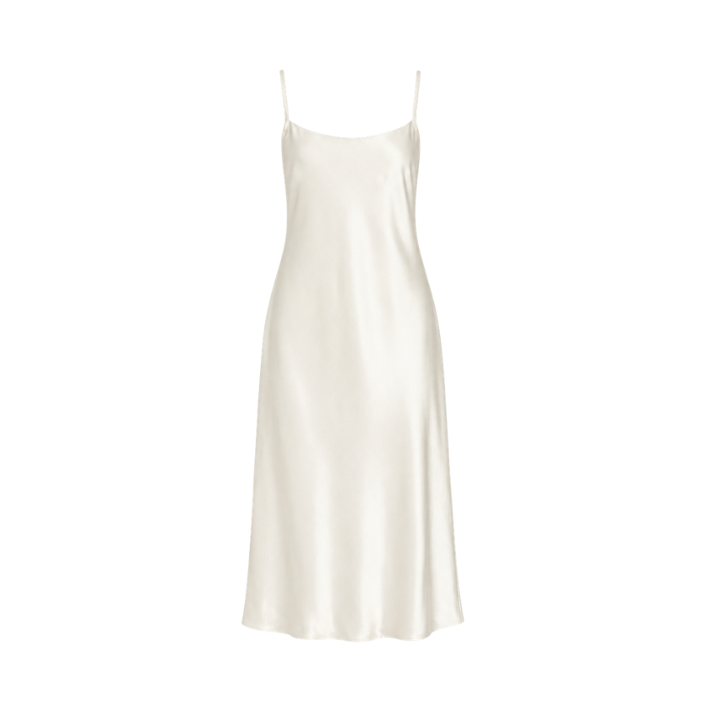 Ivory silk charmeuse women's slip dress front view