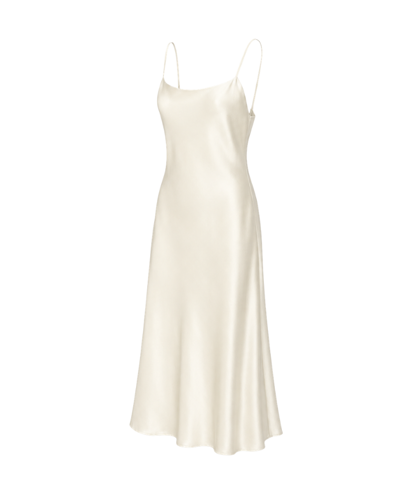 Ivory silk charmeuse women's slip dress side view