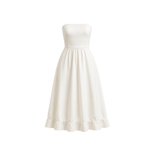 Ivory women's lightweight city hall crepe dress front view