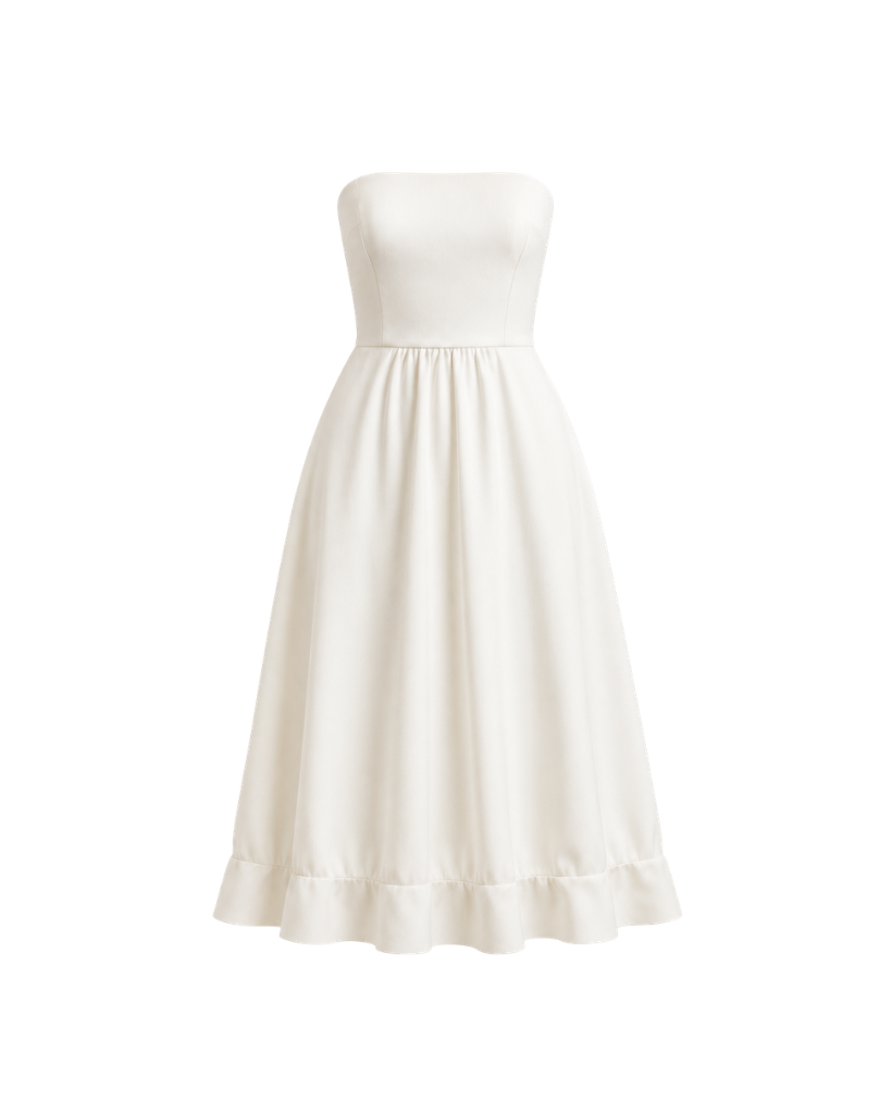 Ivory women's lightweight city hall crepe dress front view