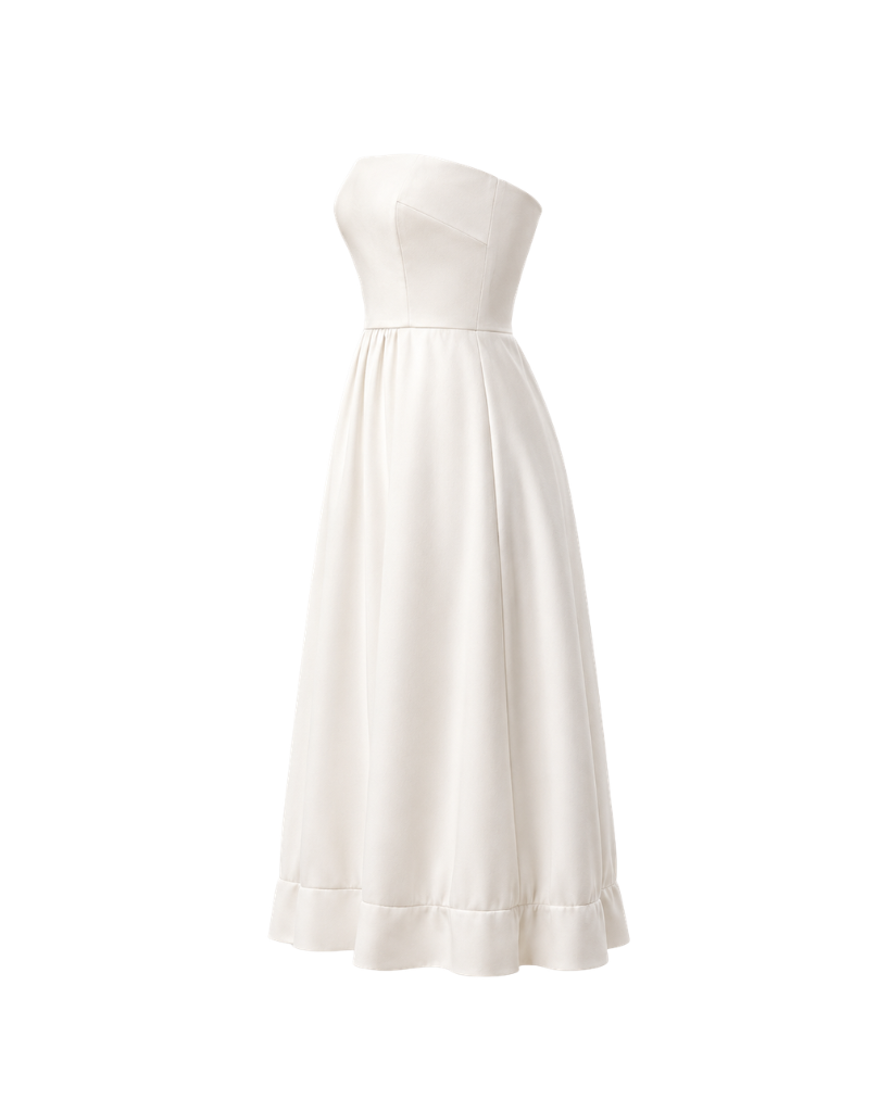 Ivory women's lightweight city hall crepe dress side view