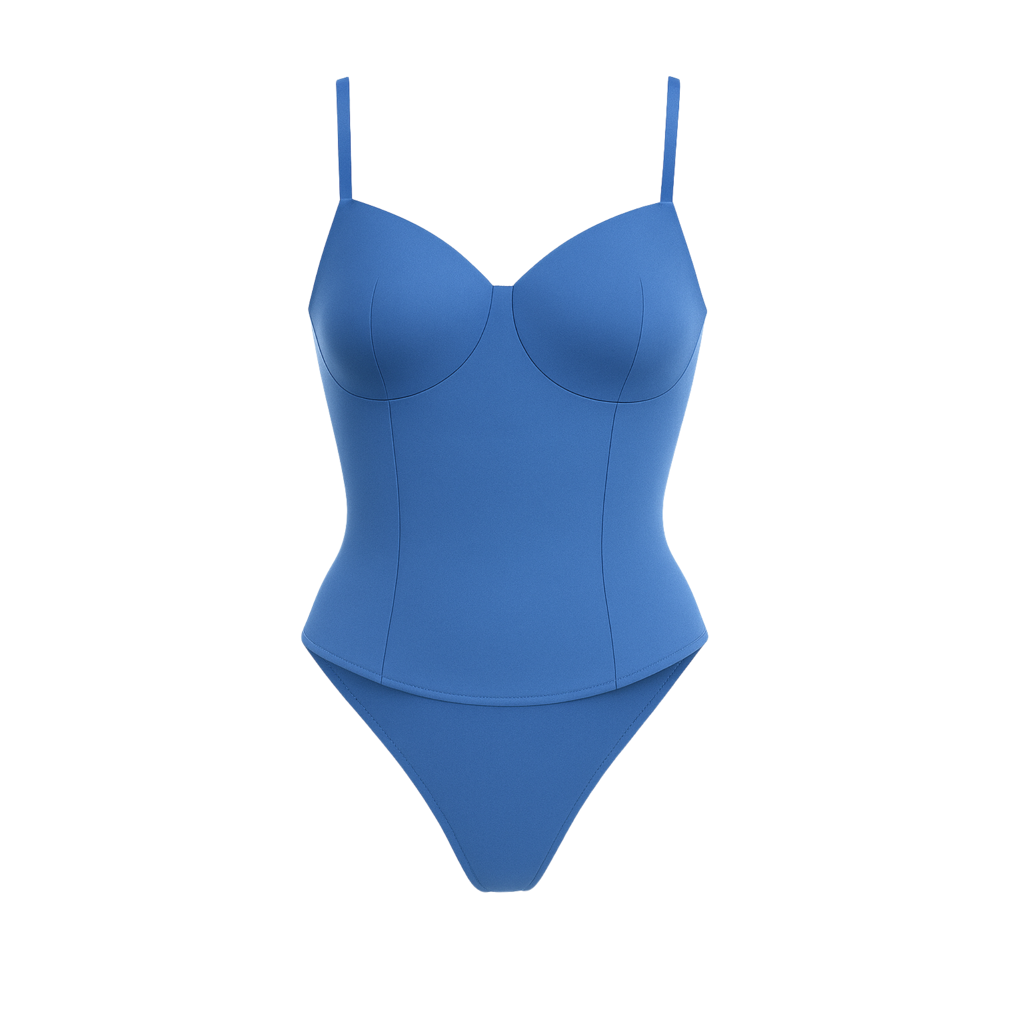 Women's Blue Loro Piana Corset Bodysuit Superfine Merino Wool