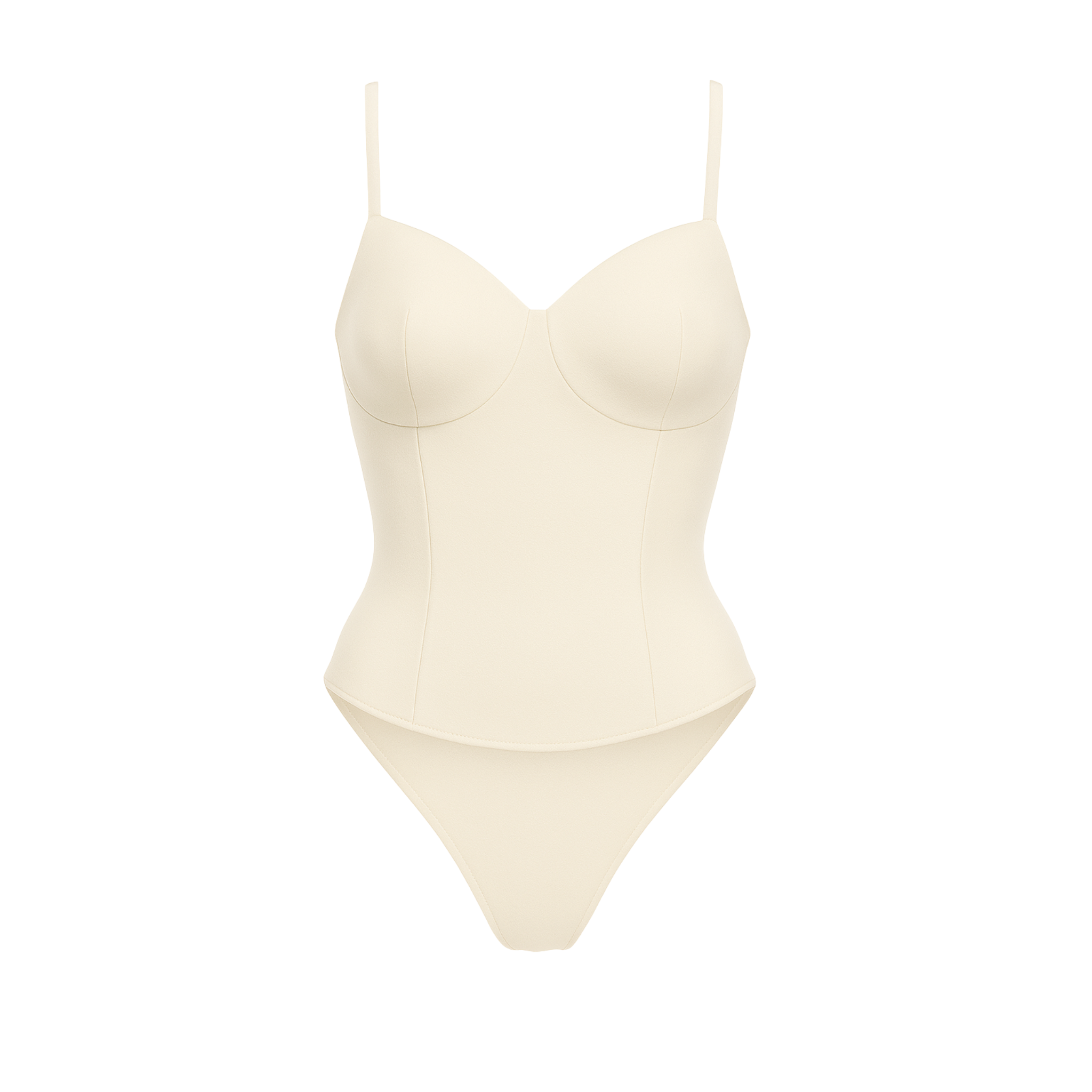 Women's Cream Loro Piana Corset Bodysuit Superfine Merino Wool