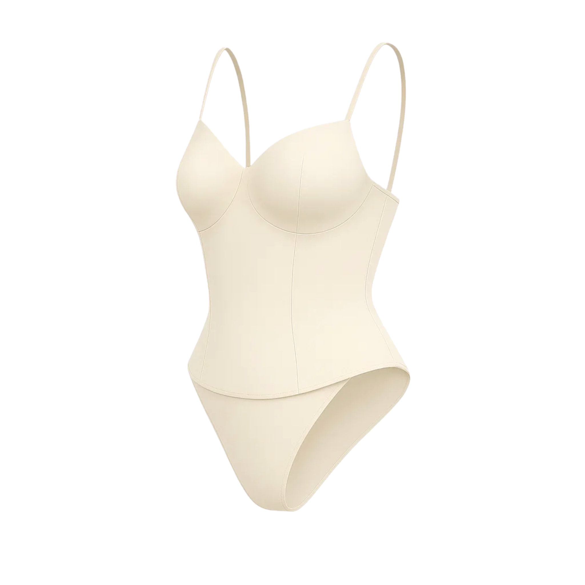 Women's Cream Loro Piana Corset Bodysuit Superfine Merino Wool