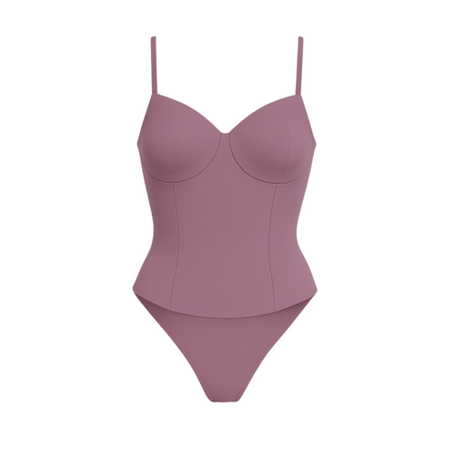 Women's Pink Loro Piana Corset Bodysuit Superfine Merino Wool