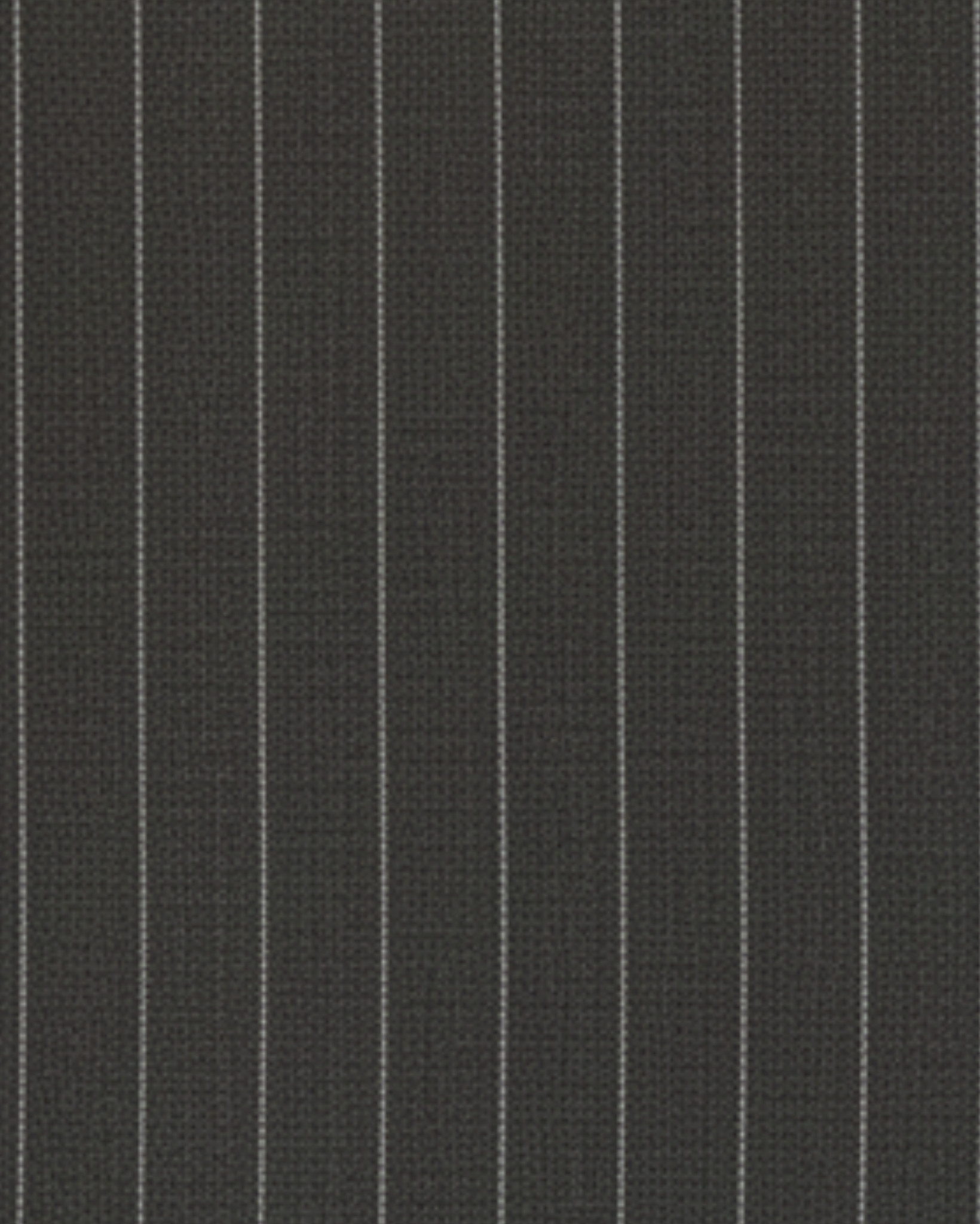 Close-up of fabric texture for Grey Pinstripe Slit-Hem Tailored Pants, showcasing fine vertical pinstripes on smooth grey suiting material with a crisp, elegant finish.