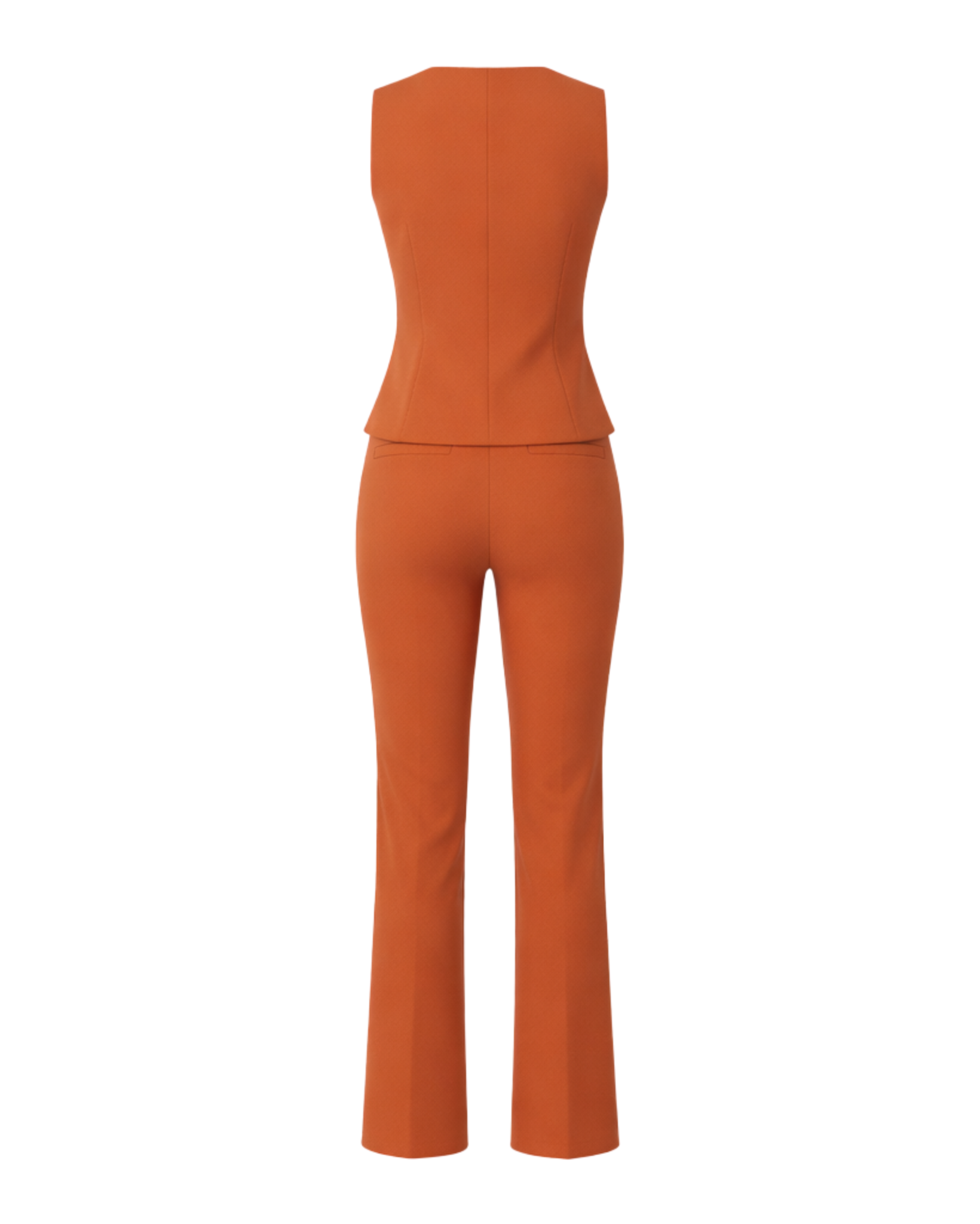Orange pantsuit on a white background