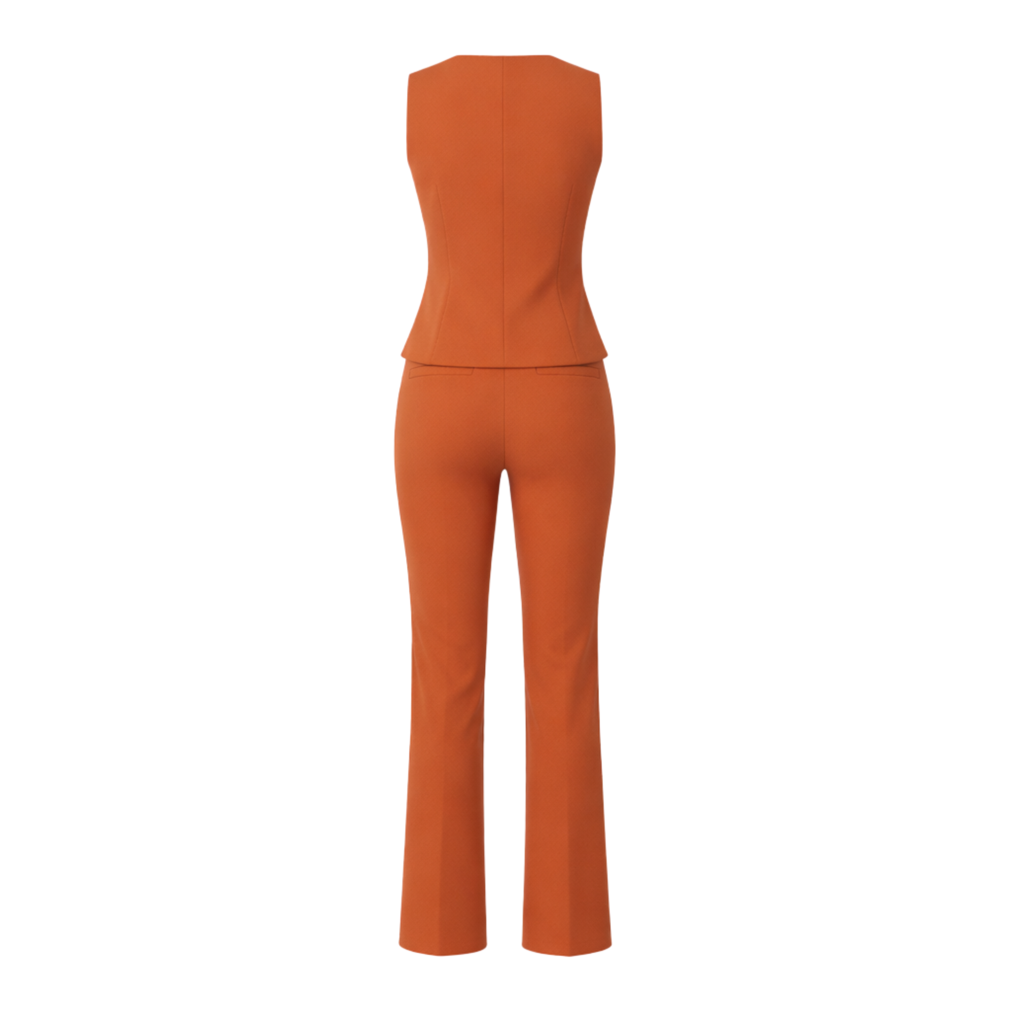 Orange pantsuit on a white background