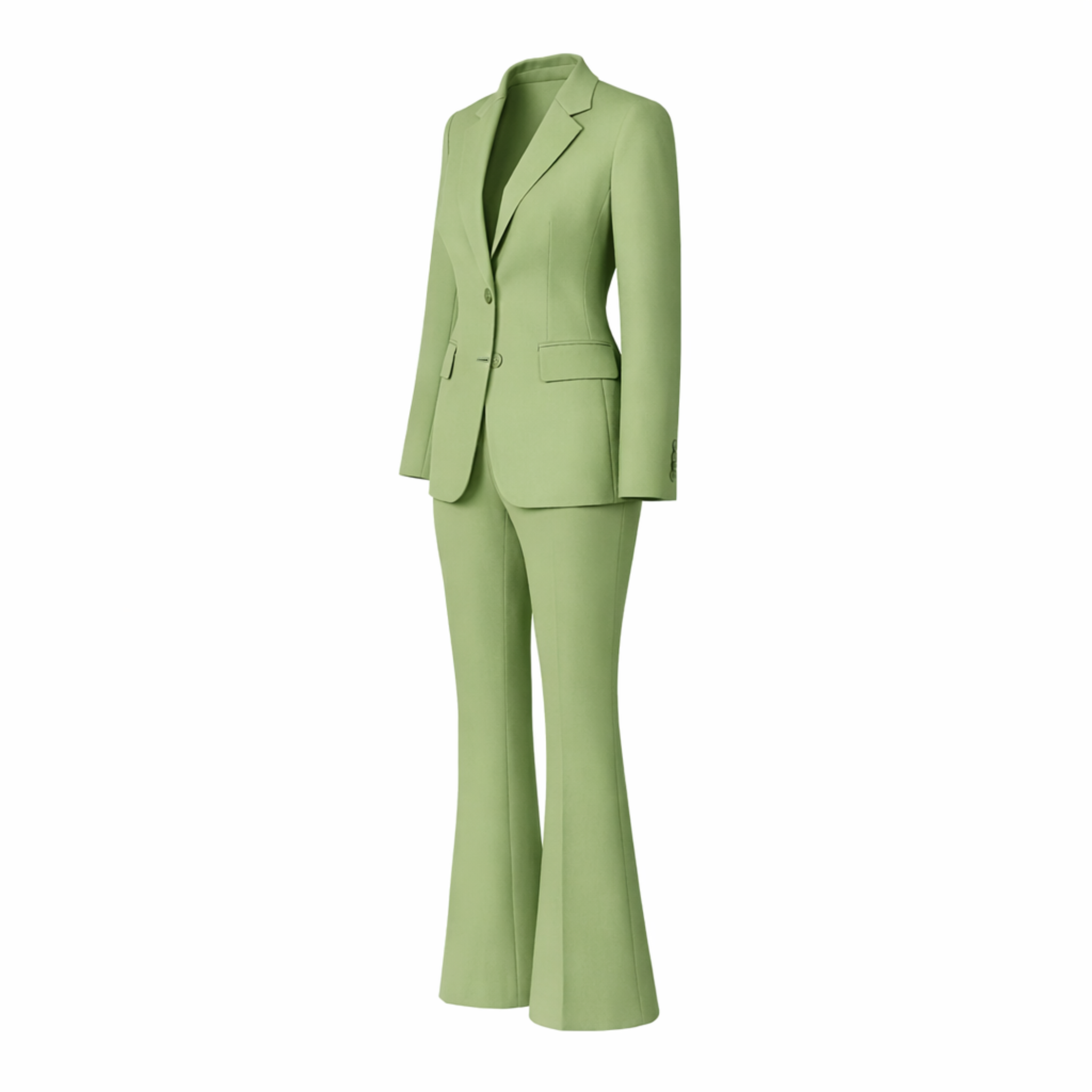 Green suit on a white background