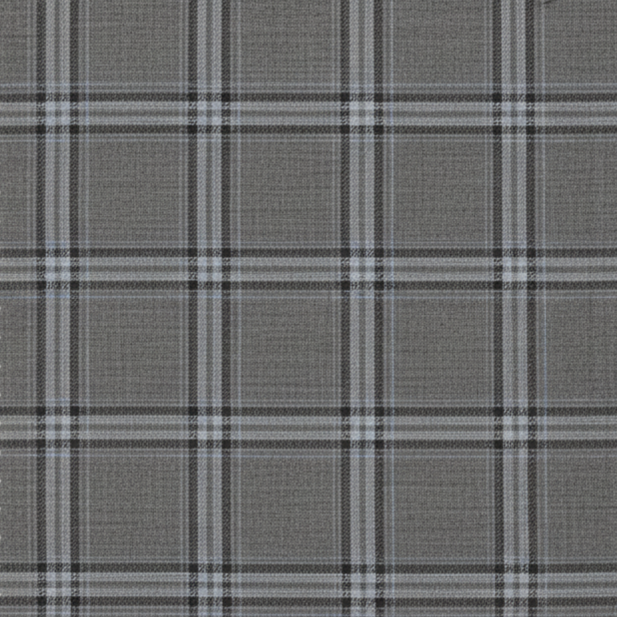 Close-up of refined wool fabric in muted grey tones with a classic glen plaid pattern, showcasing the sophisticated texture of the Grey Glen Plaid High-Waist Tailored Trousers.