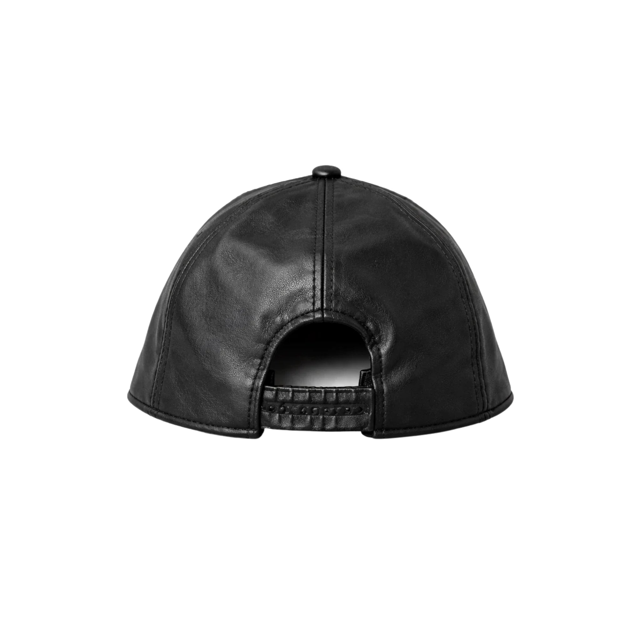 Tailory black leather baseball cap back adjustable closure