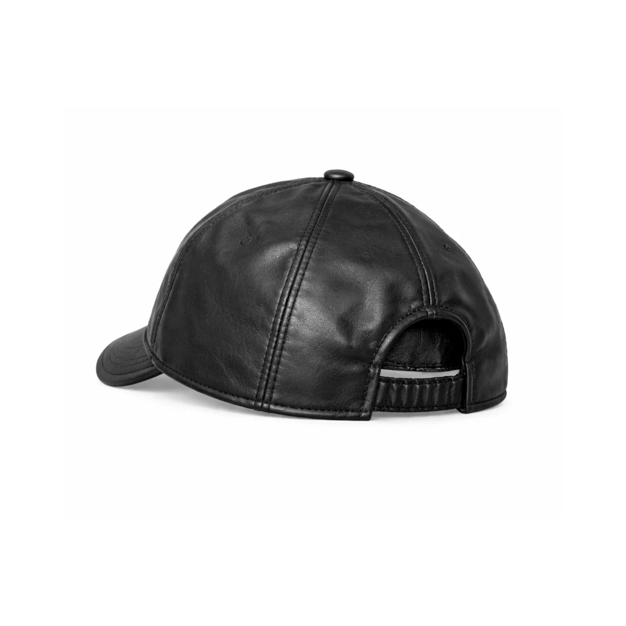 Tailory black leather baseball cap side profile