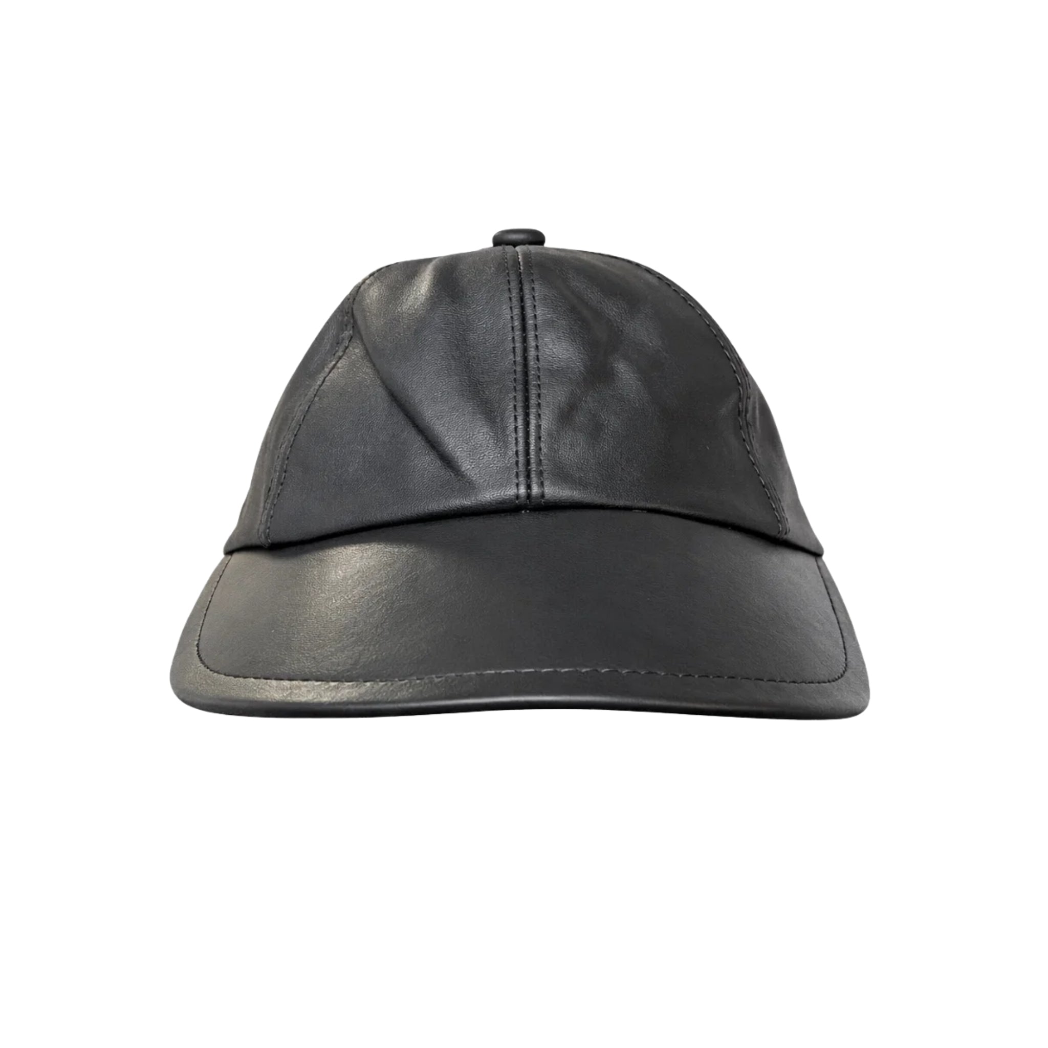 Tailory black leather baseball cap front view