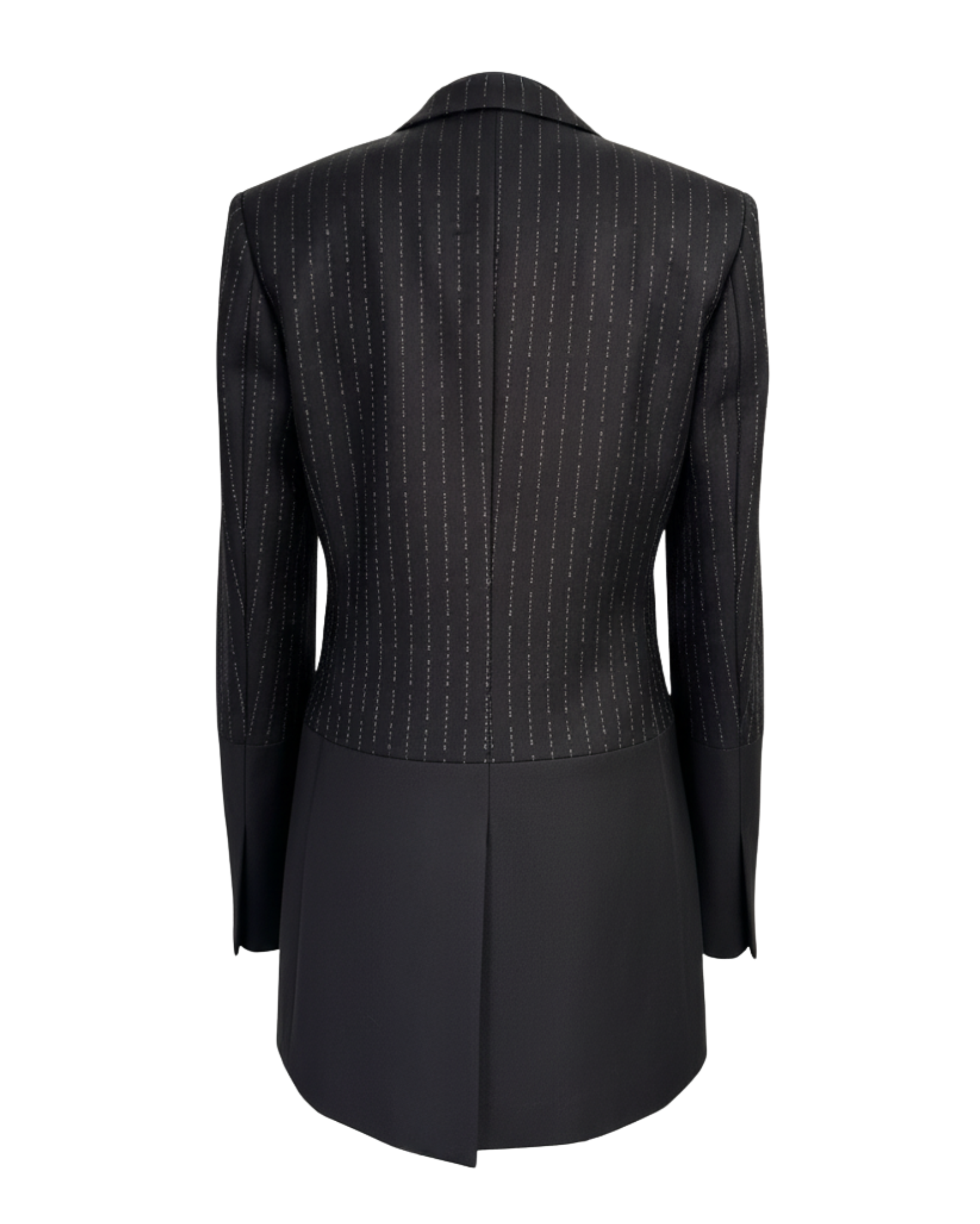 Tailory black/white pinstripe double-breasted blazer dress back view