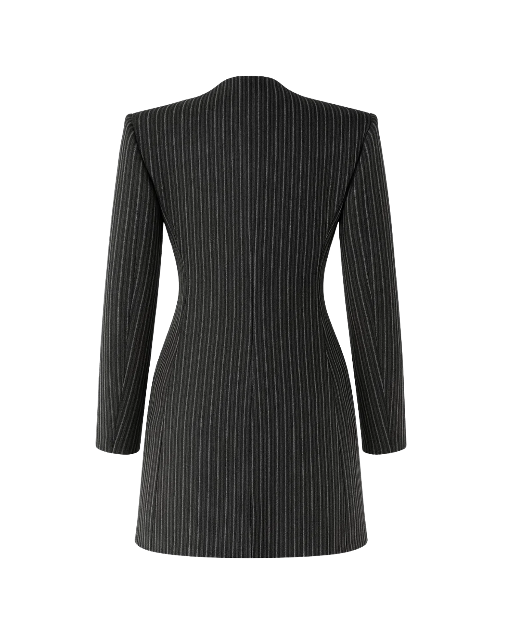 Tailory black tailored pinstripe blazer dress back view