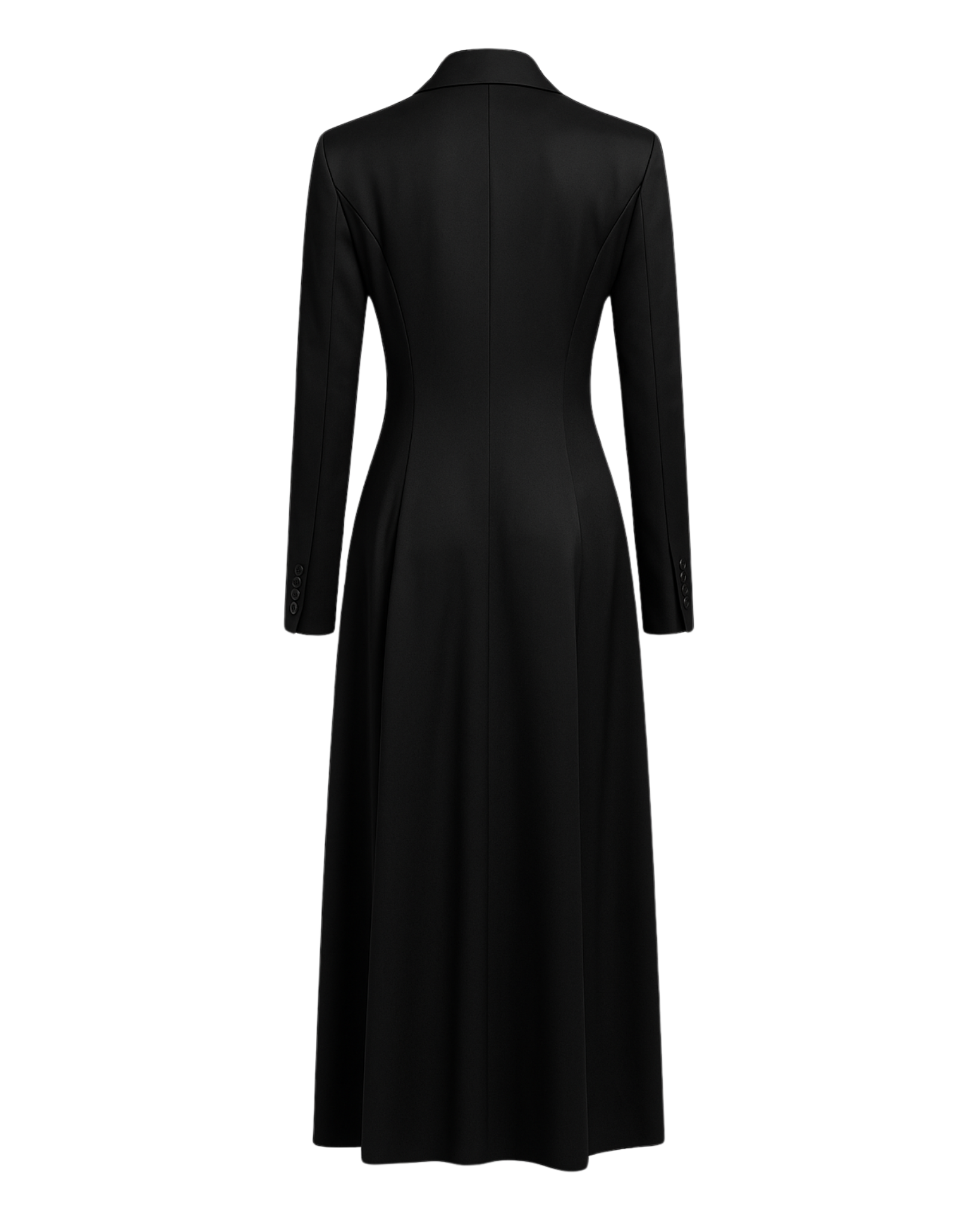 Tailory black satin double-breasted blazer dress back view
