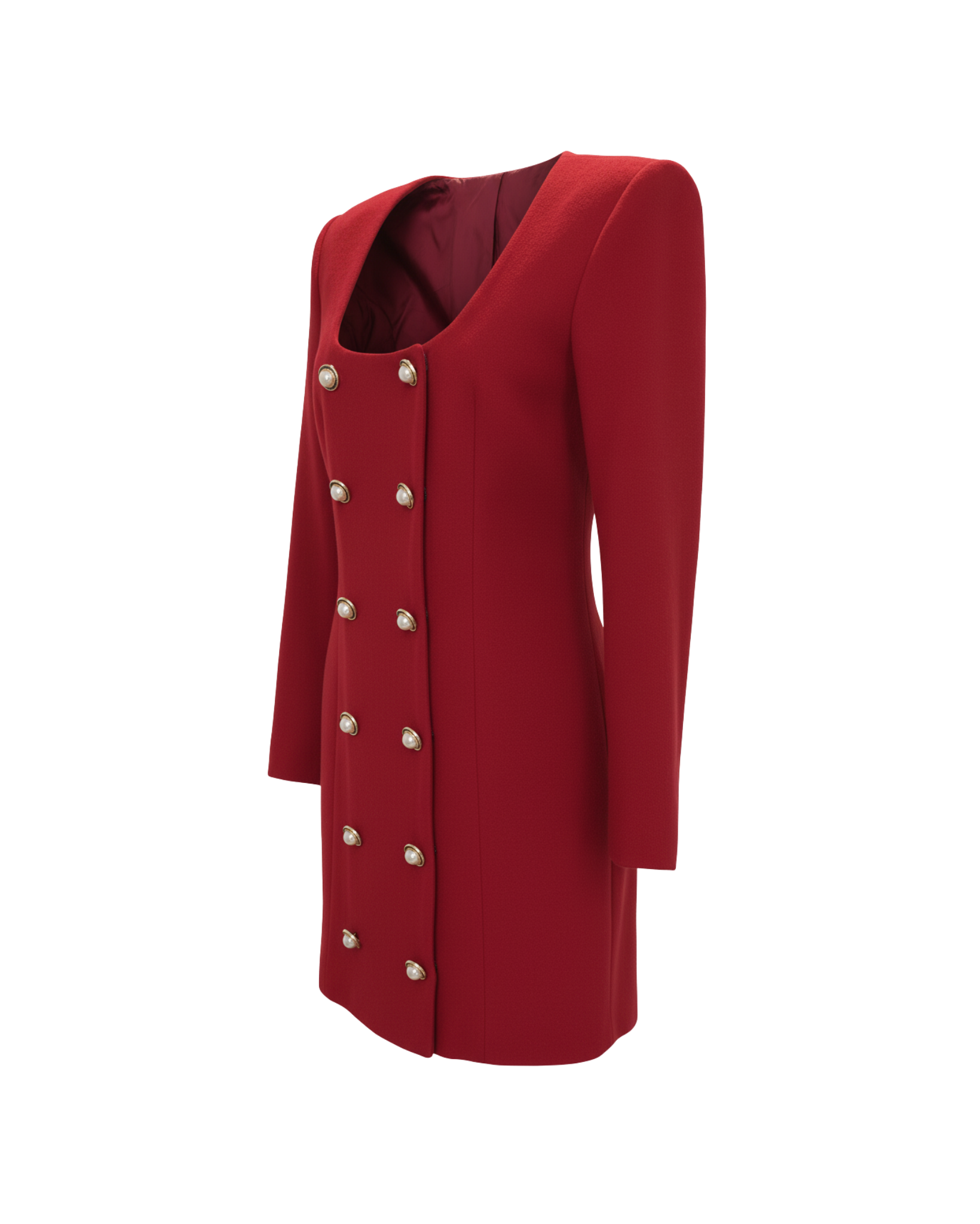 Tailory crimson tailored blazer dress with sculpted waist side view
