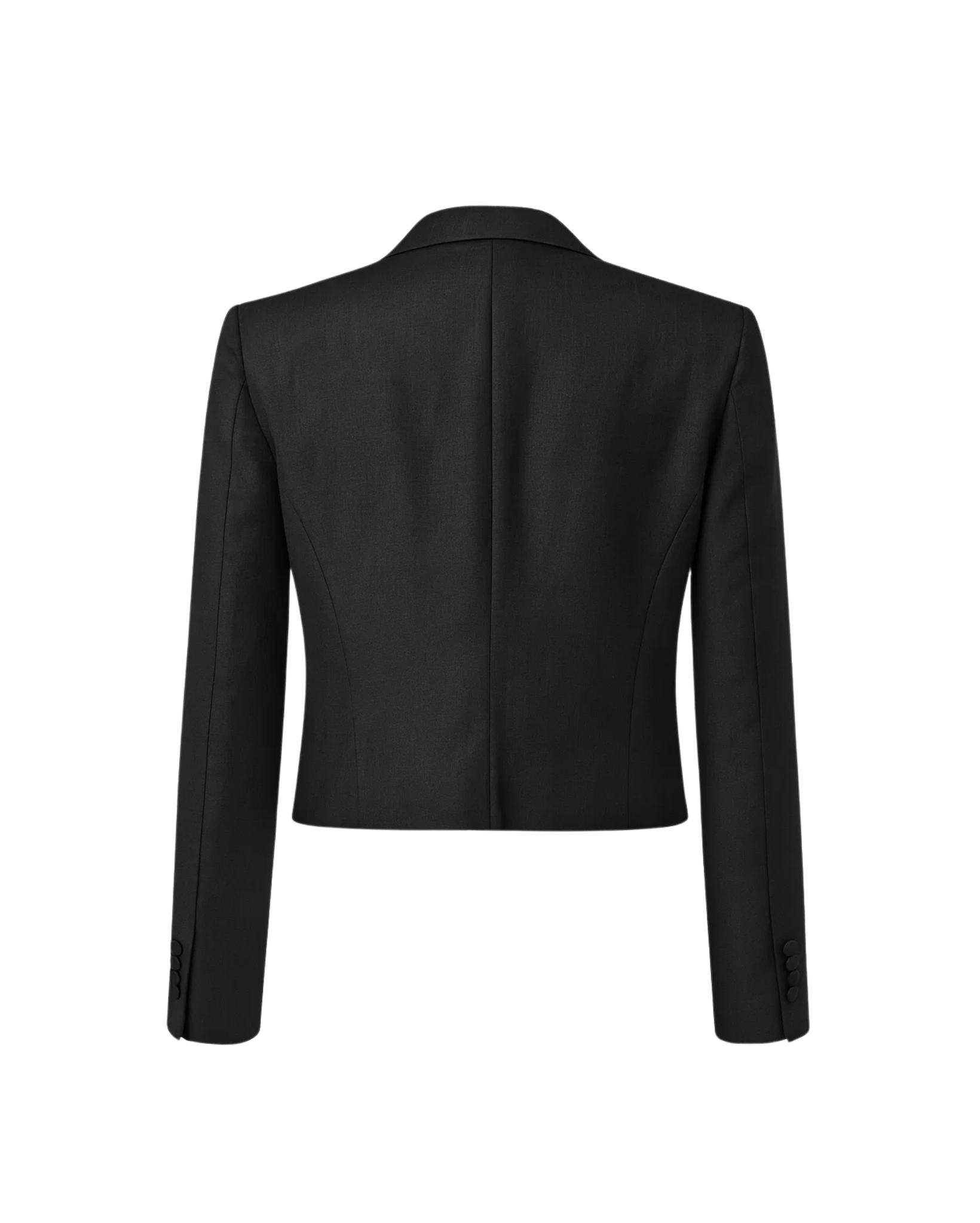 Tailory black cropped tuxedo blazer back view