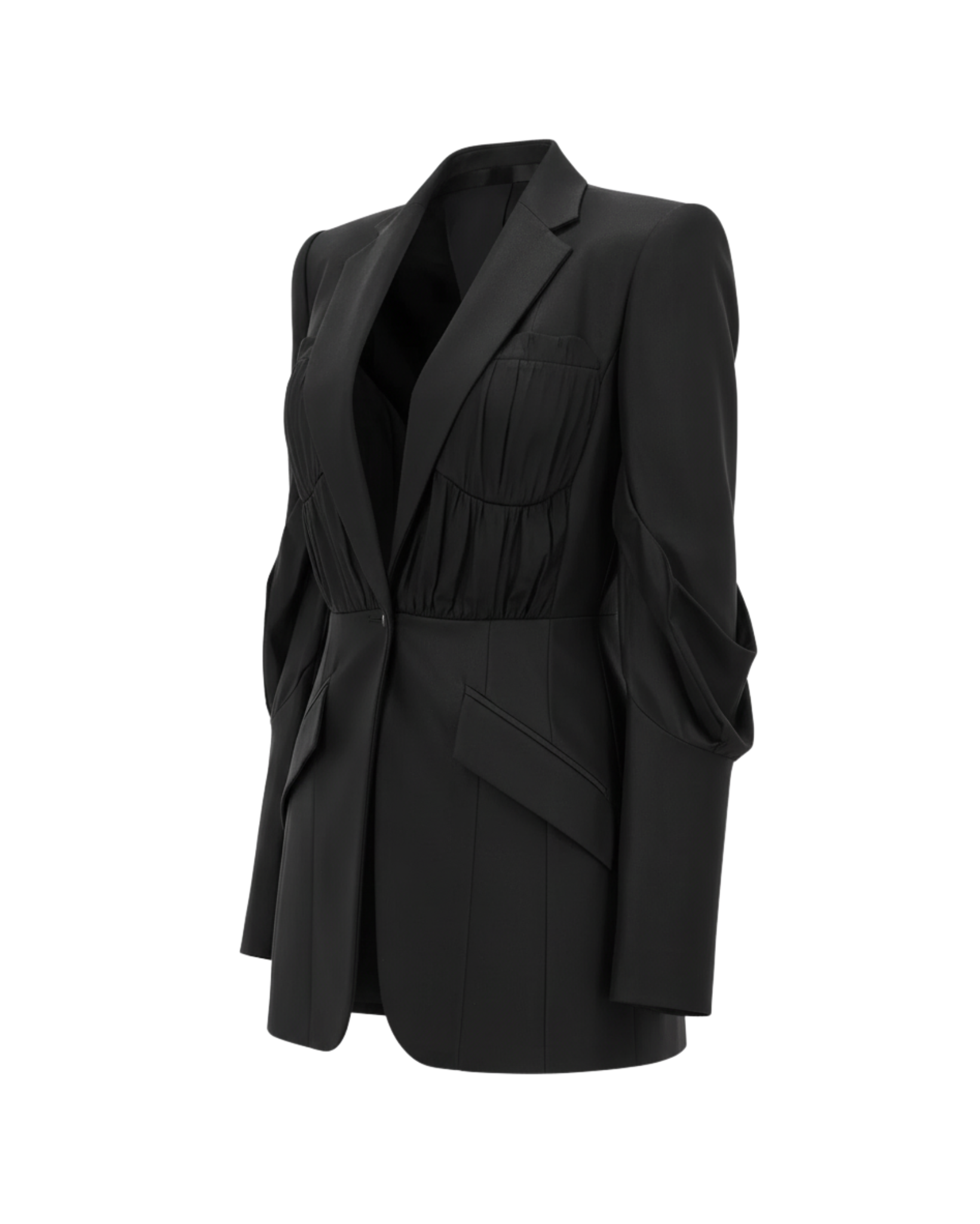 Tailory black structured blazer with gathered sleeve detail