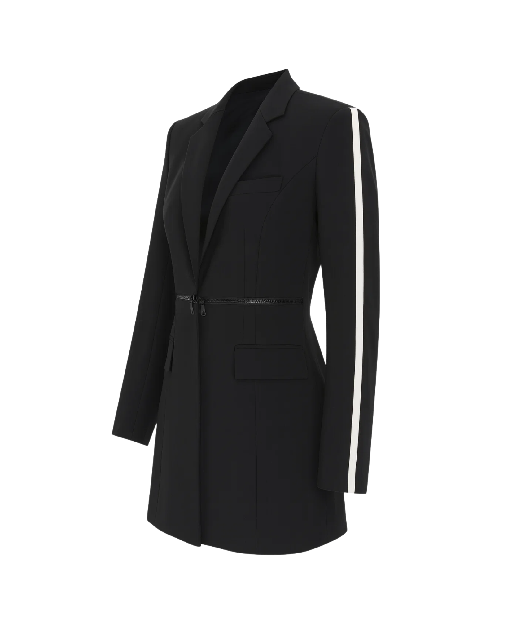 Tailory black belted blazer with zip hem side view