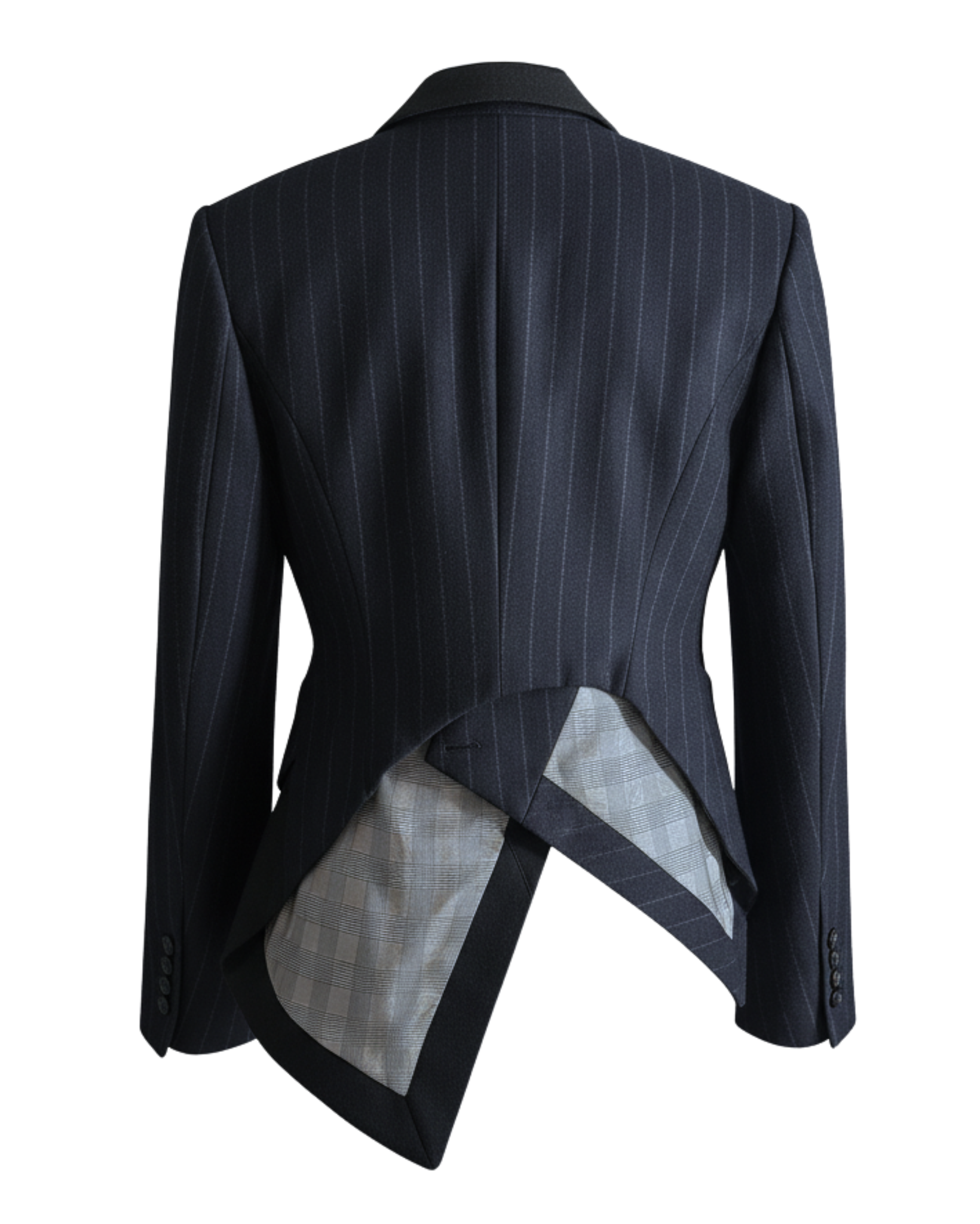 Tailory black pinstripe cropped blazer back view