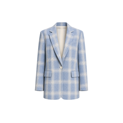 Blue Check Loro Piana Cashmere Silk Blazer