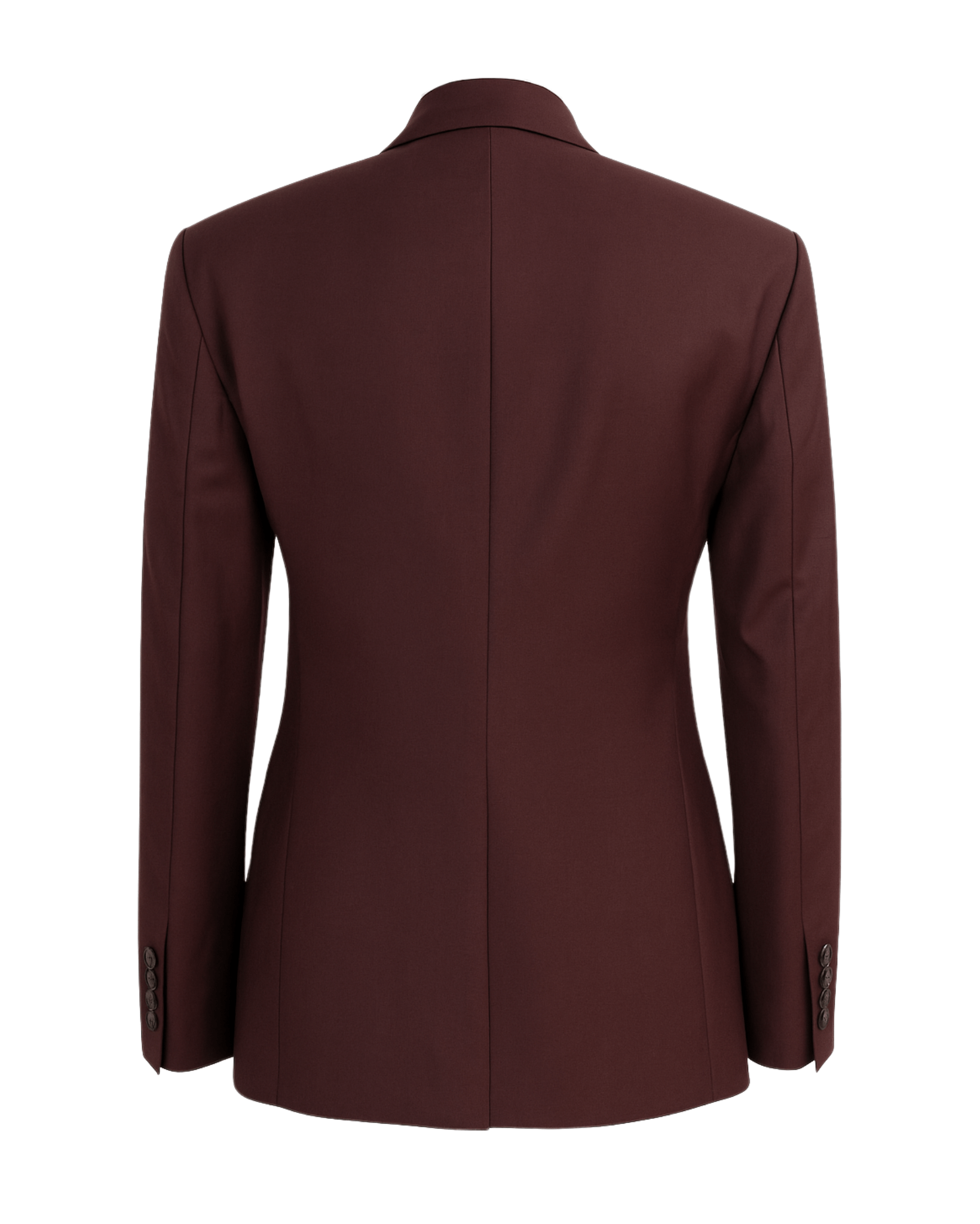 Tailory burgundy peak lapel blazer single-button back view