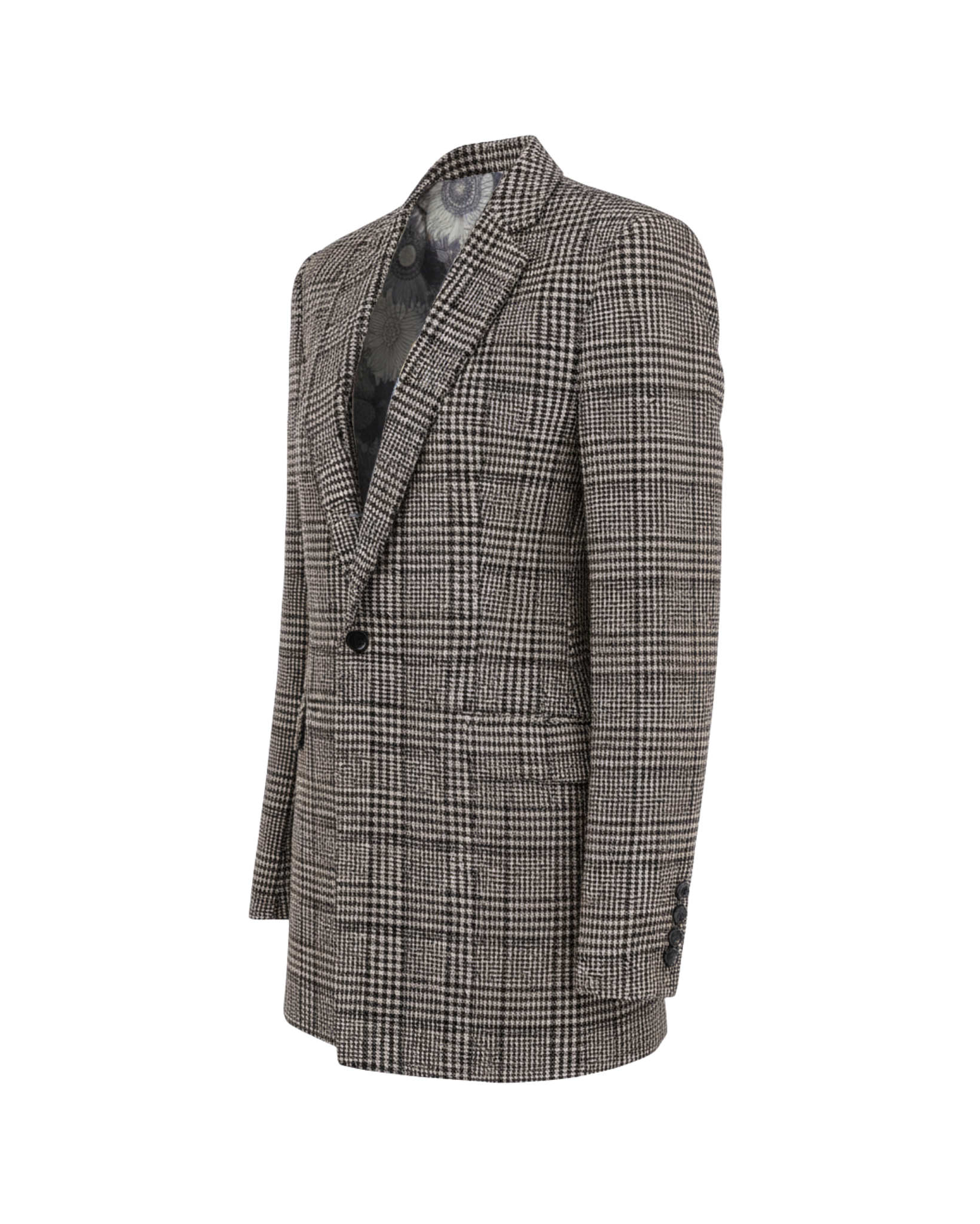 Tailory charcoal glen plaid metallic thread blazer side view