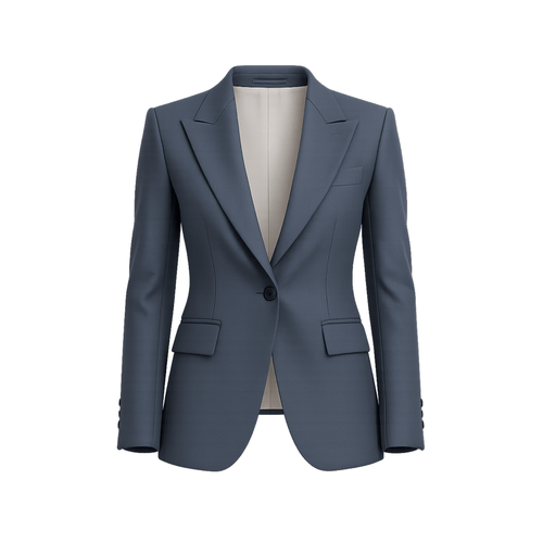 Tailory charcoal gray Loro Piana peak lapel fitted blazer front view