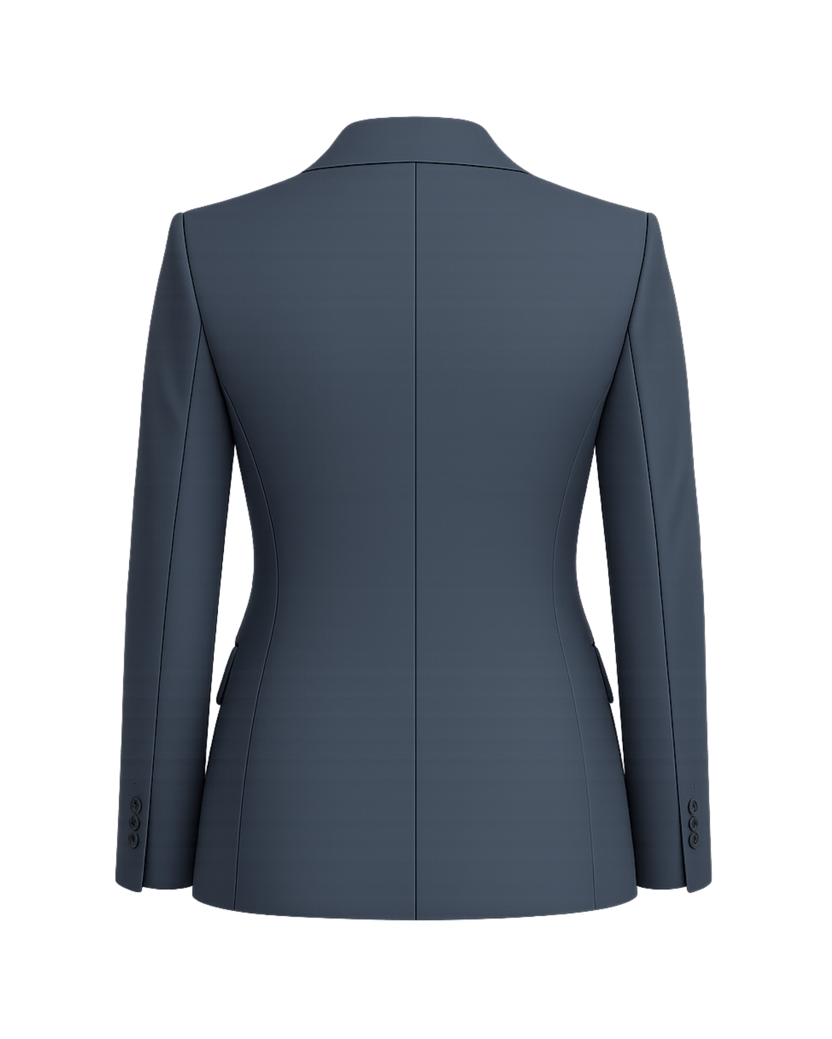 Tailory charcoal gray Loro Piana peak lapel blazer back view