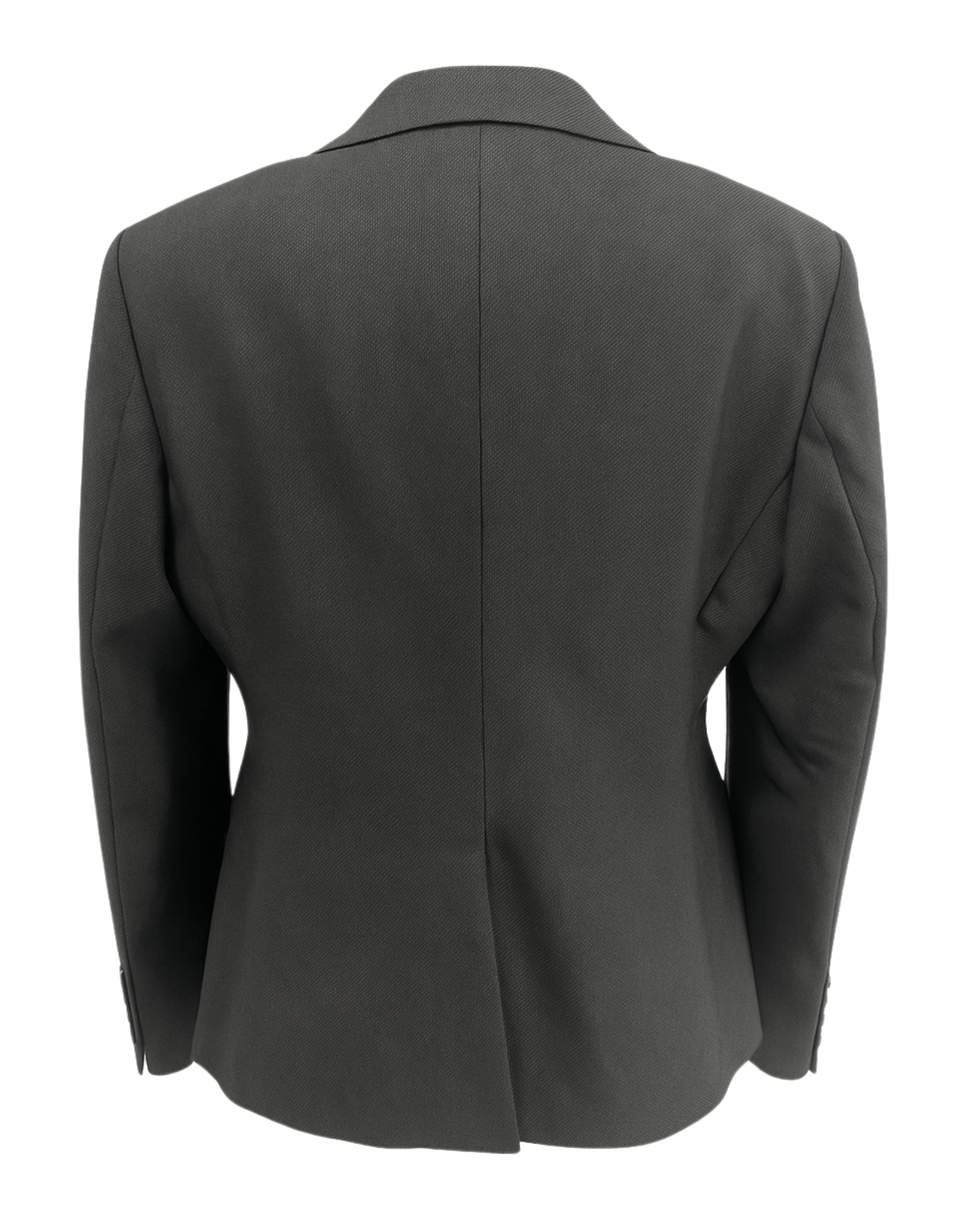 Tailory charcoal grey wool notch lapel blazer back view