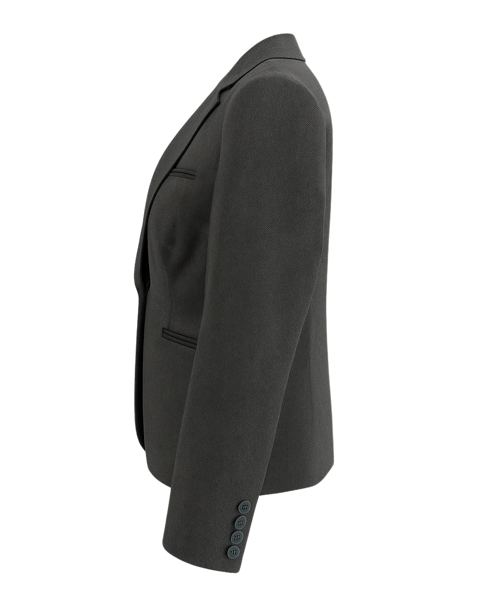 Tailory charcoal grey wool notch lapel blazer side view