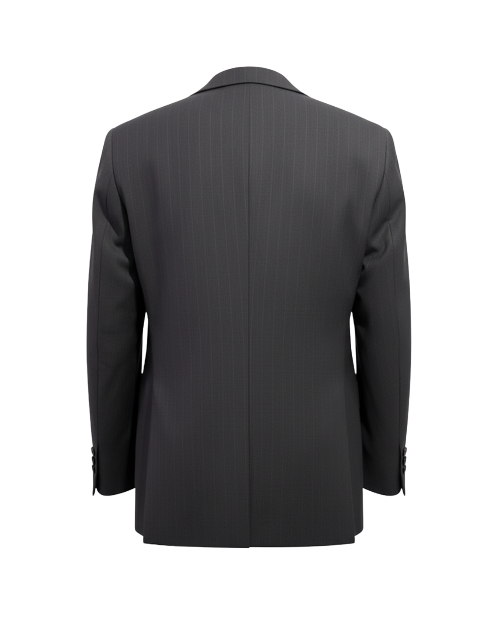 Tailory charcoal pinstripe single-button suit blazer back view