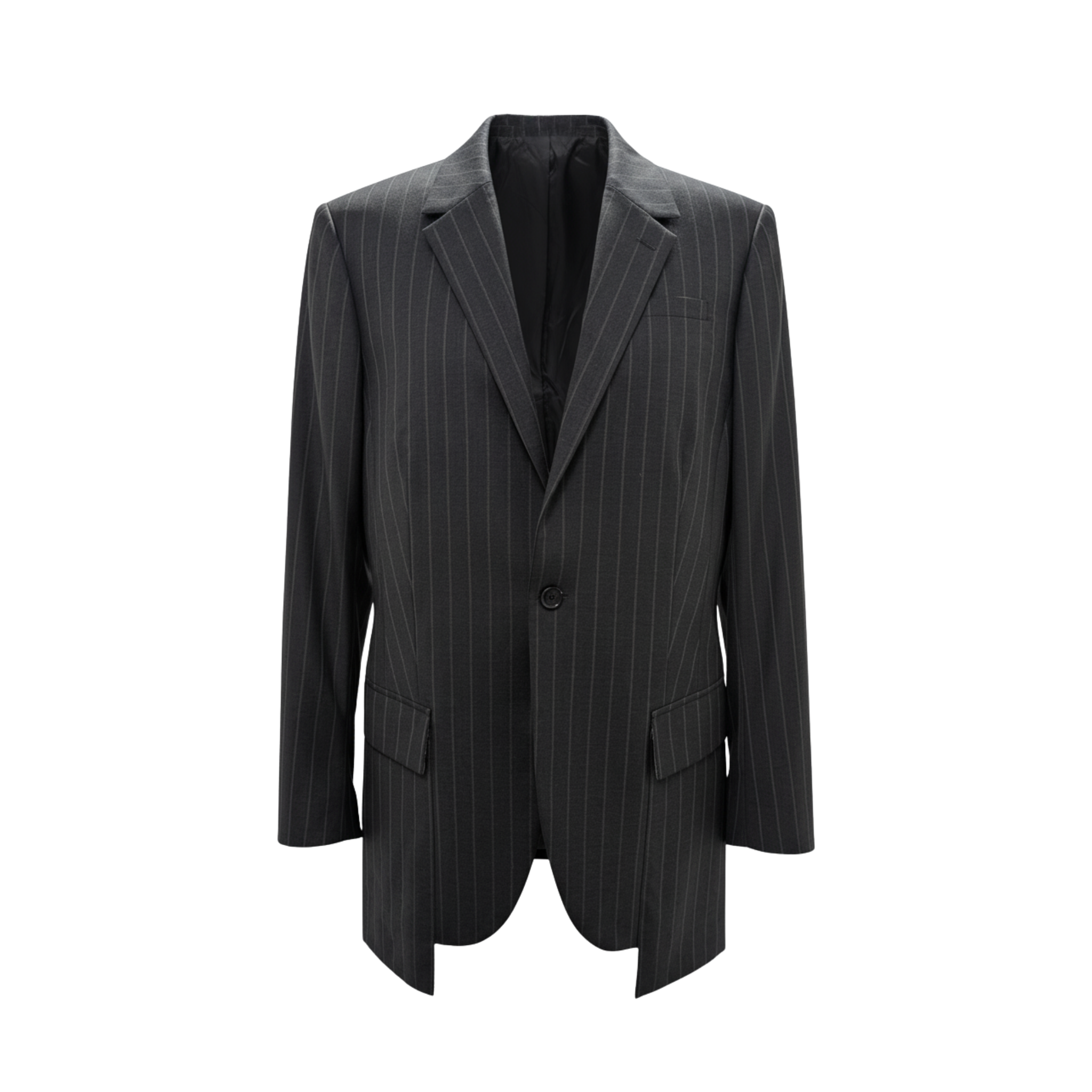 Tailory charcoal pinstripe oversized blazer front view