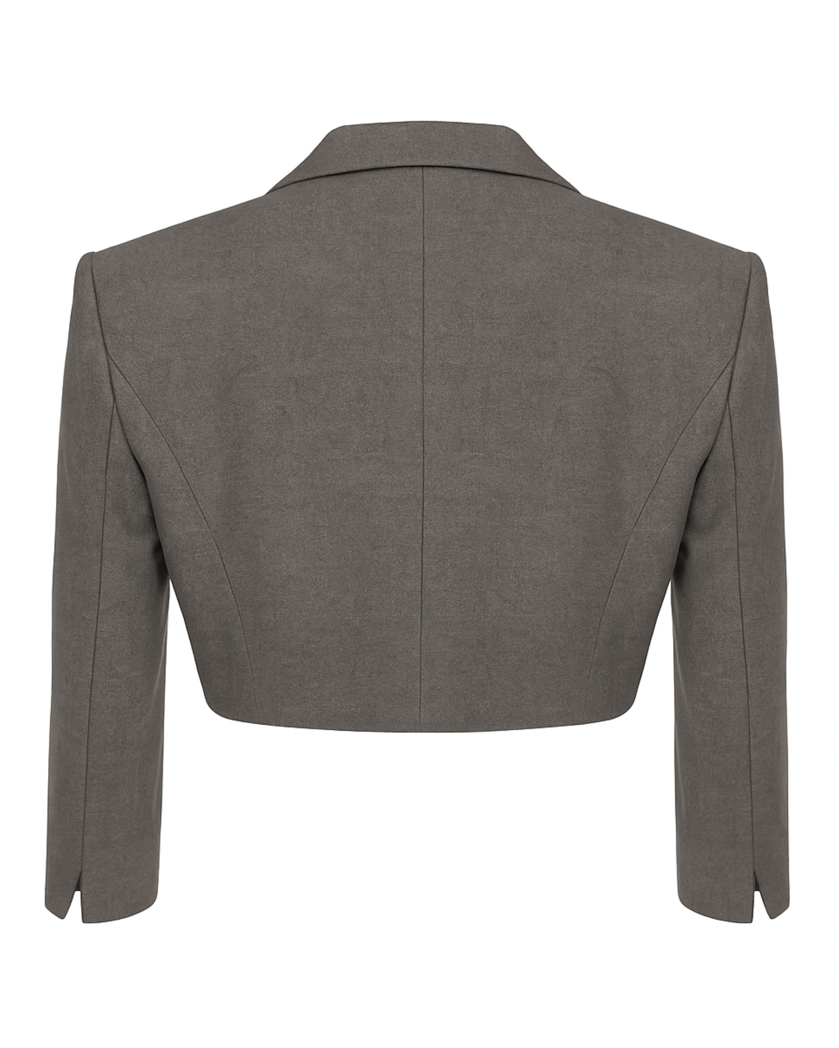 Tailory gray cropped 3/4 sleeve blazer back view