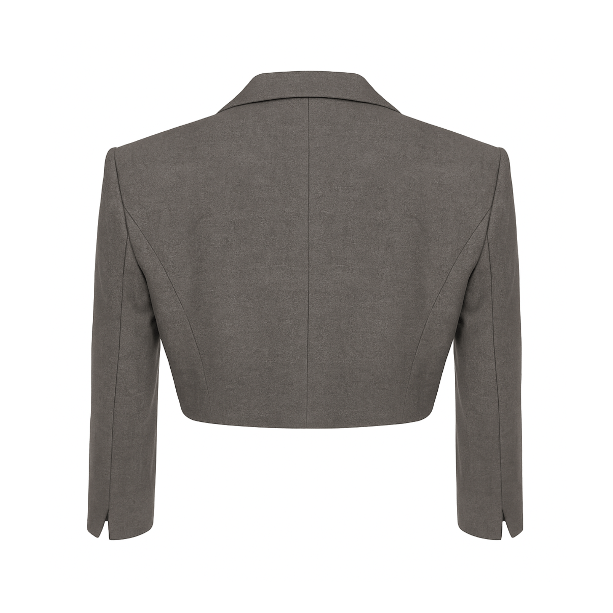 Tailory gray cropped 3/4 sleeve blazer back view