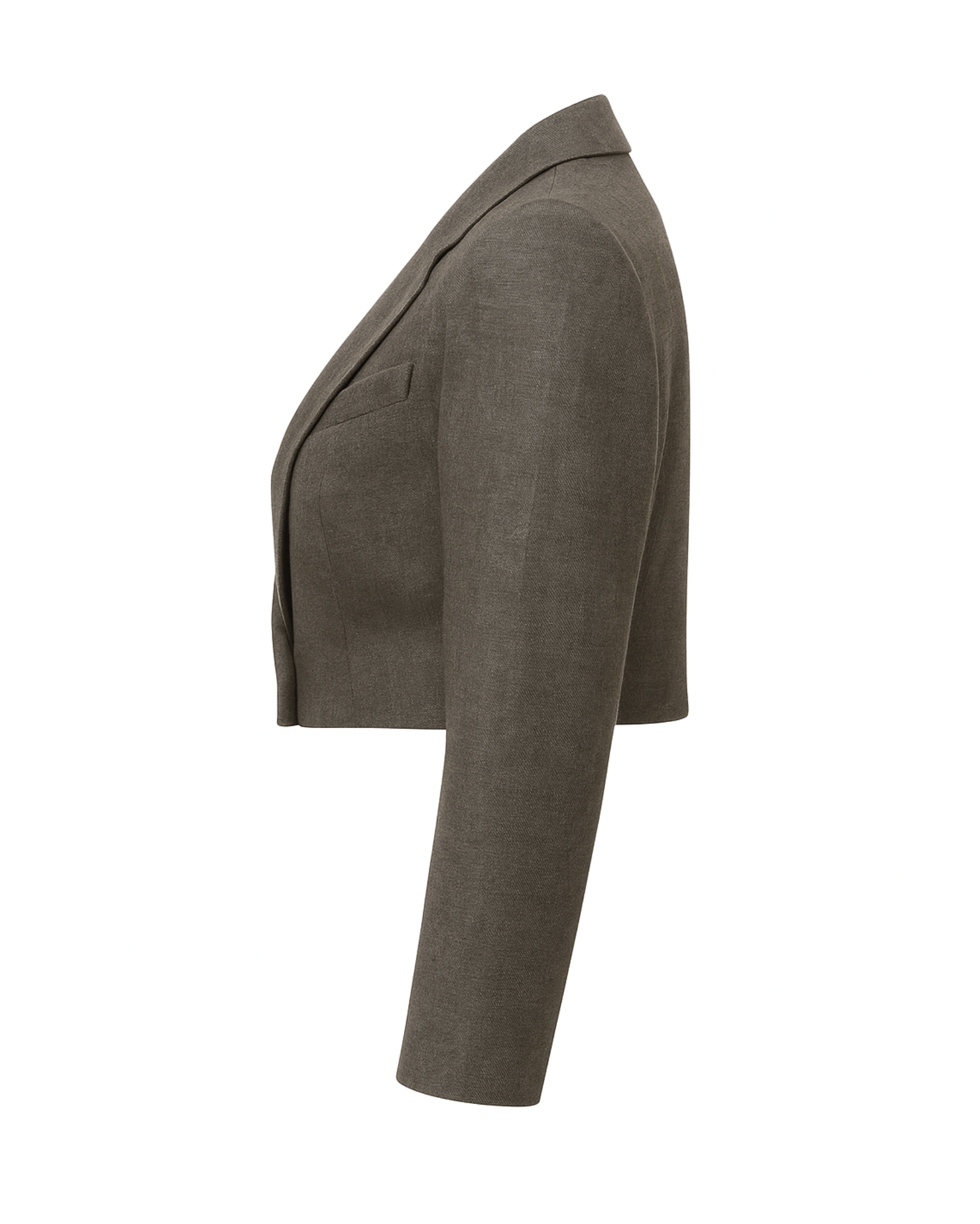 Tailory gray cropped 3/4 sleeve blazer side view